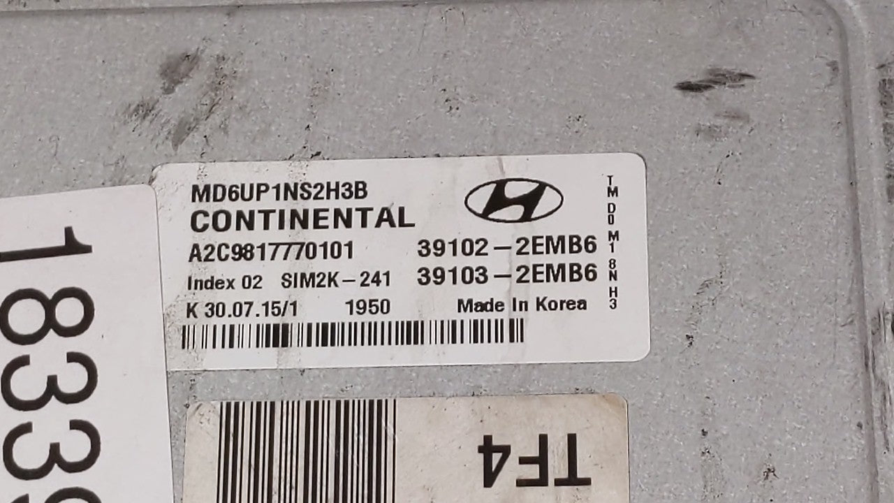 2014-2016 Hyundai Elantra PCM Engine Control Computer ECU ECM PCU OEM P/N:39102-2EMB6 39103-2EMB6 Fits Fits 2014 2015 2016 O