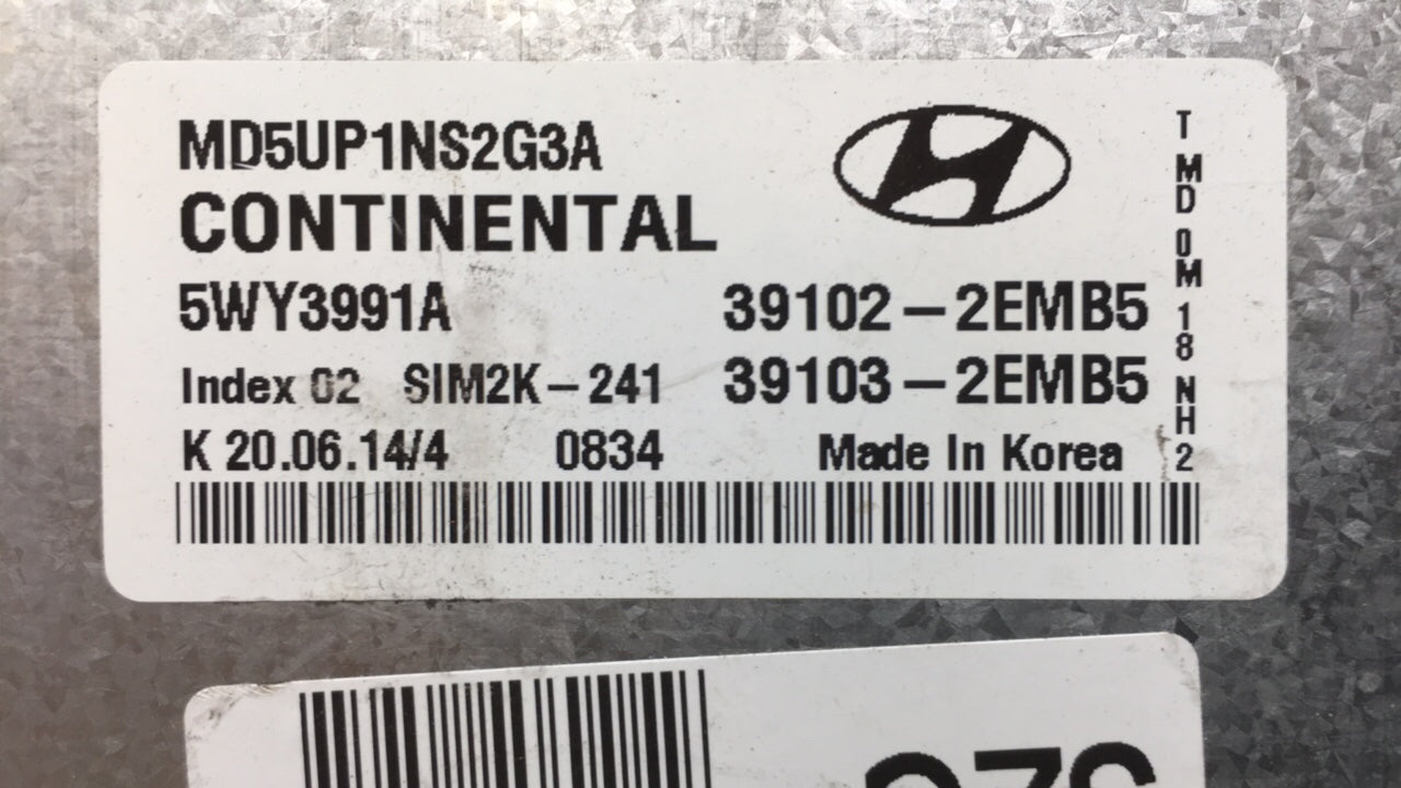 2014-2016 Hyundai Elantra PCM Engine Control Computer ECU ECM PCU OEM P/N:39102-2EMB5 Fits Fits 2014 2015 2016 OEM Used Auto