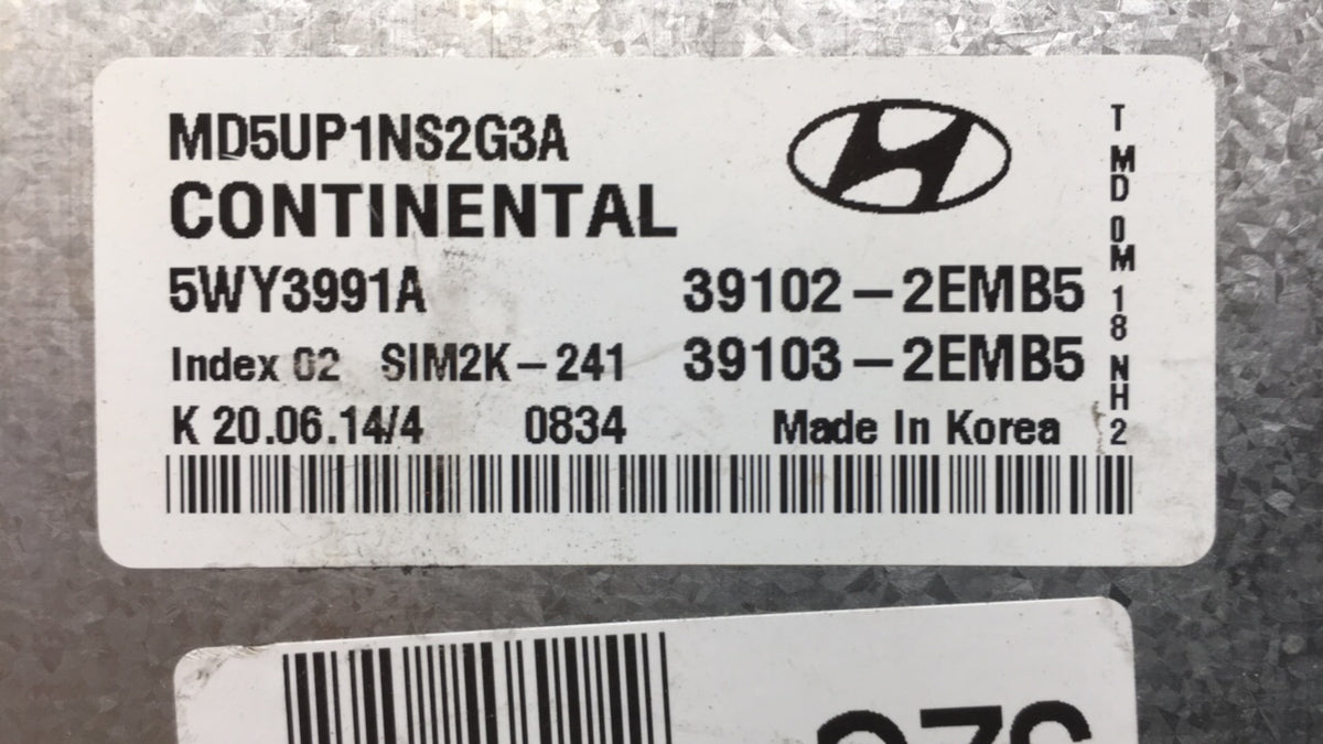 2014-2016 Hyundai Elantra PCM Engine Control Computer ECU ECM PCU OEM P/N:39102-2EMB5 Fits 2014 2015 2016 OEM Used Auto Part