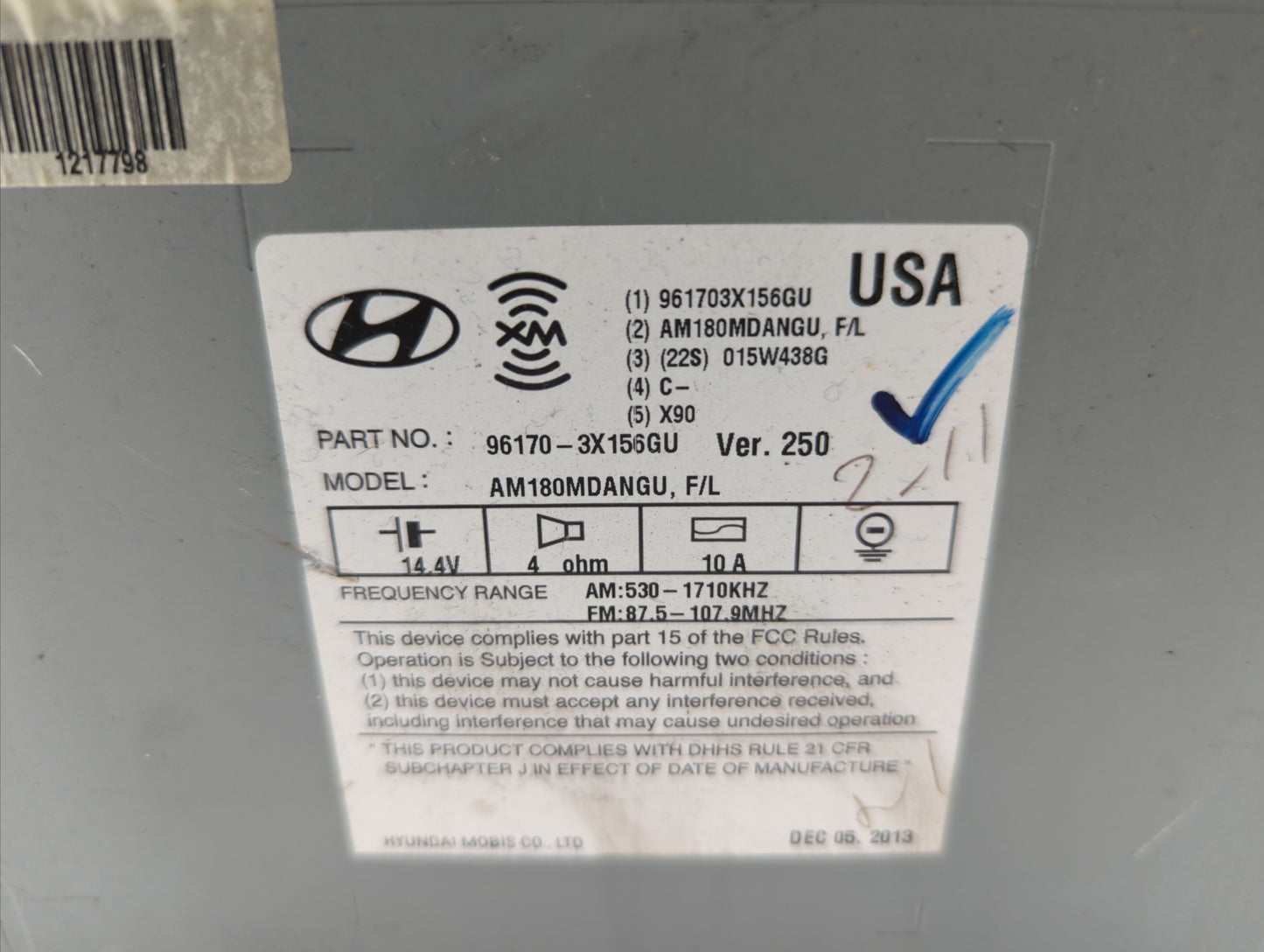 2014-2016 Hyundai Elantra Am Fm Cd Player Radio Receiver - Oemusedautoparts1.com