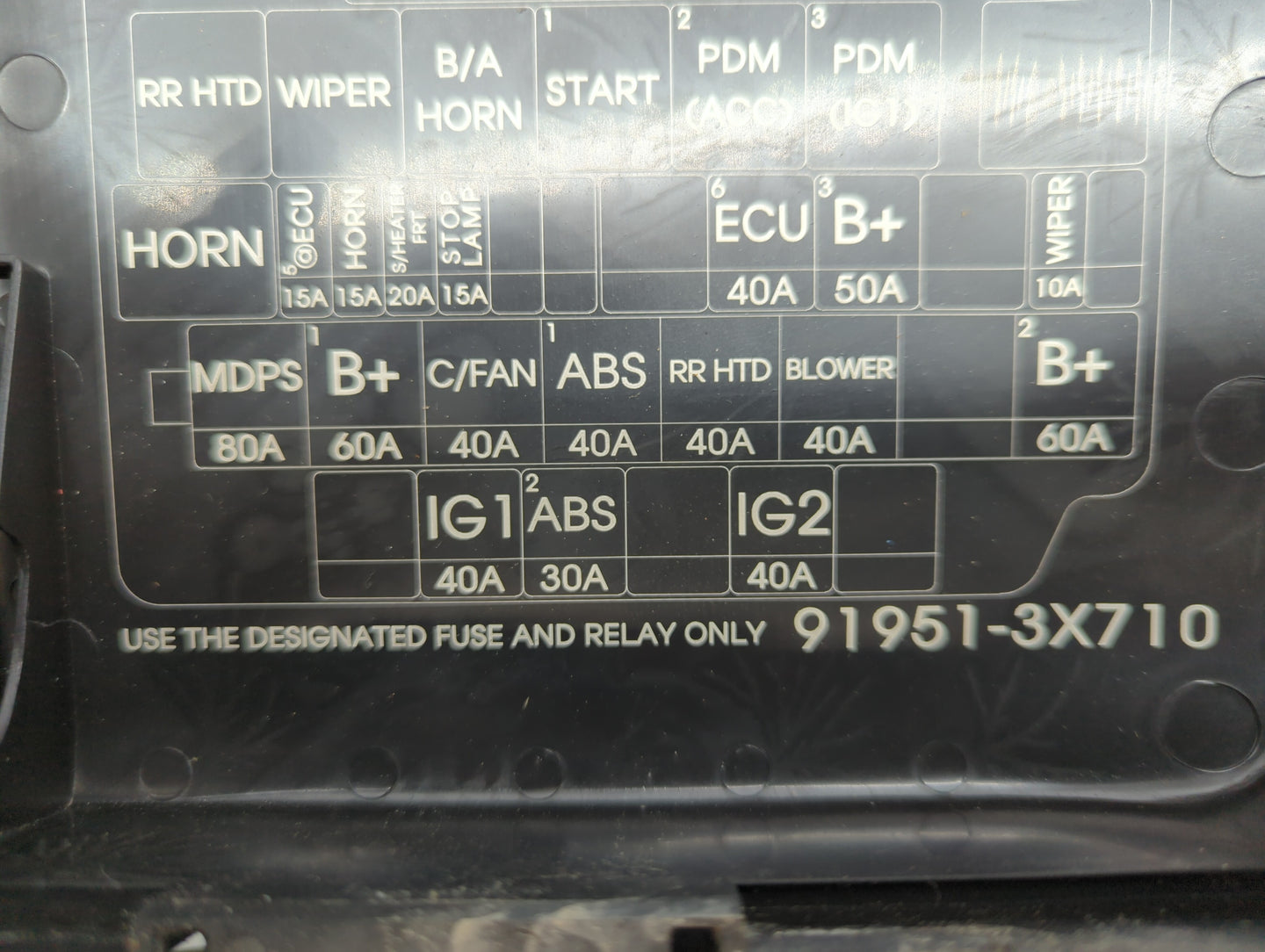 2014-2016 Hyundai Elantra Fusebox Fuse Box Panel Relay Module P/N:91951-3X710 91951-3X100 Fits Fits 2014 2015 2016 OEM Used 