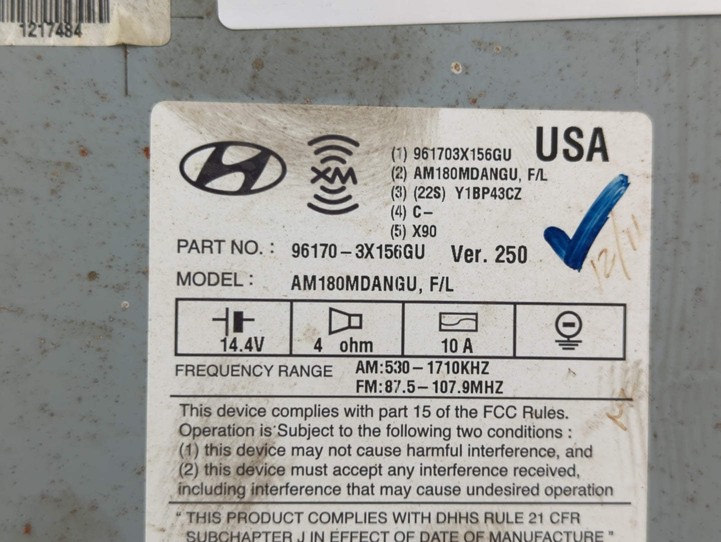 2014-2016 Hyundai Elantra Radio AM FM Cd Player Receiver Replacement P/N:96170-3X156GU Fits Fits 2014 2015 2016 OEM Used Aut