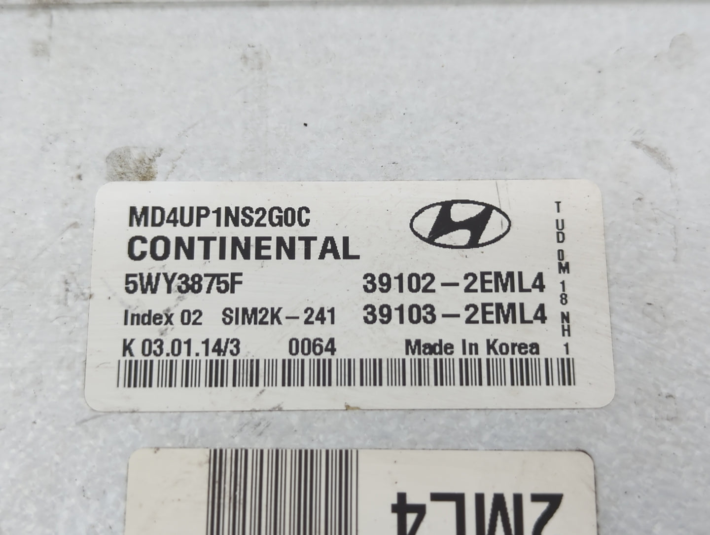 2014-2015 Hyundai Elantra PCM Engine Control Computer ECU ECM PCU OEM P/N:39103-2EML4 39102-2EML4, 39102-2EMK4 Fits Fits 201