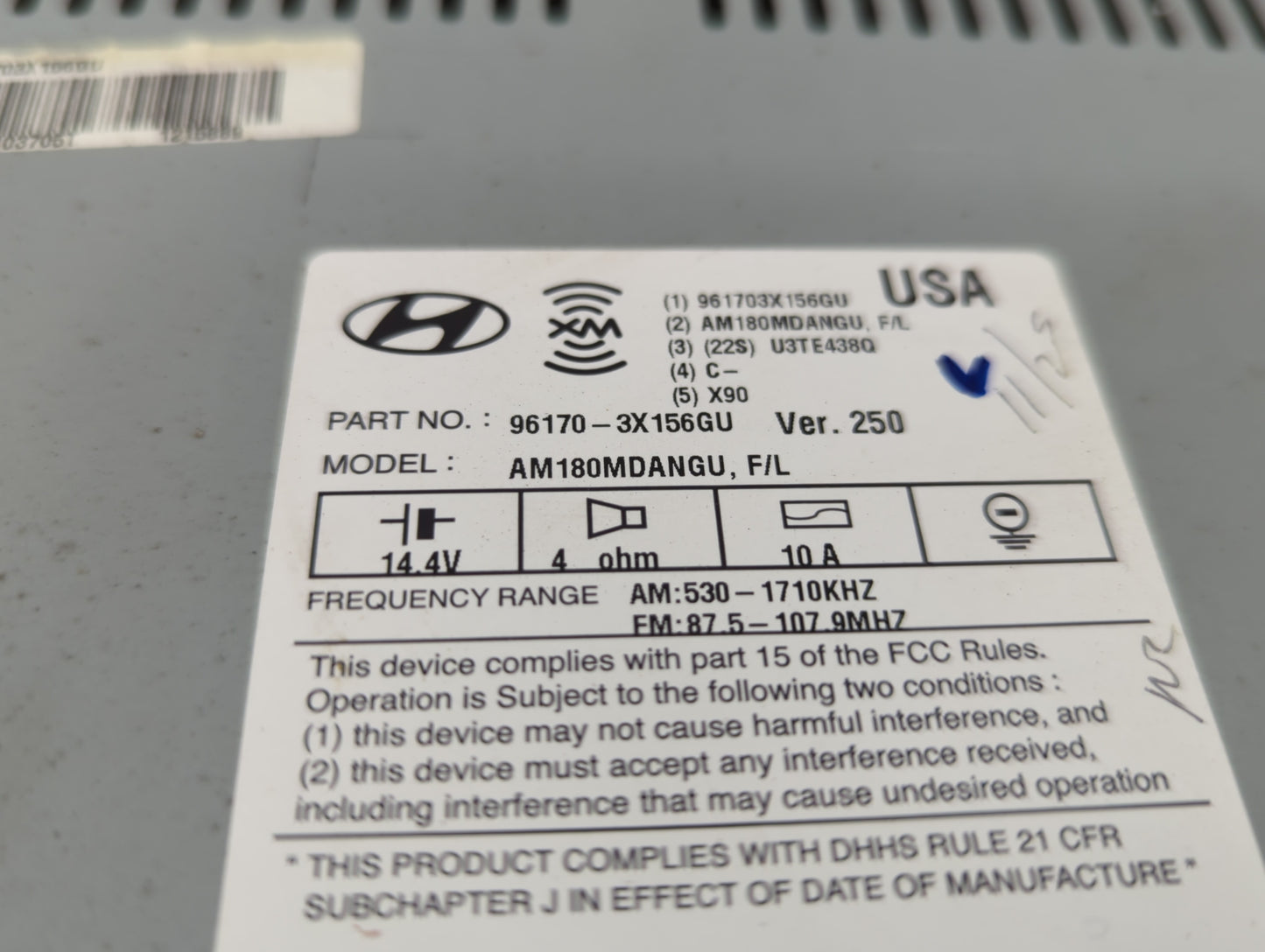 2014-2016 Hyundai Elantra Radio AM FM Cd Player Receiver Replacement P/N:96170-3X156GU Fits Fits 2014 2015 2016 OEM Used Aut