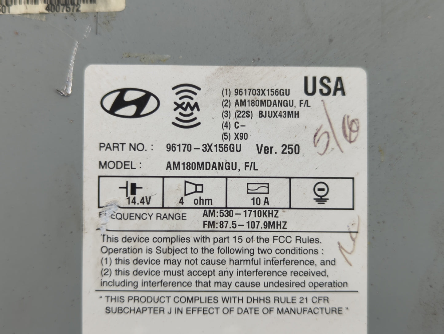 2014-2016 Hyundai Elantra Am Fm Cd Player Radio Receiver - Oemusedautoparts1.com