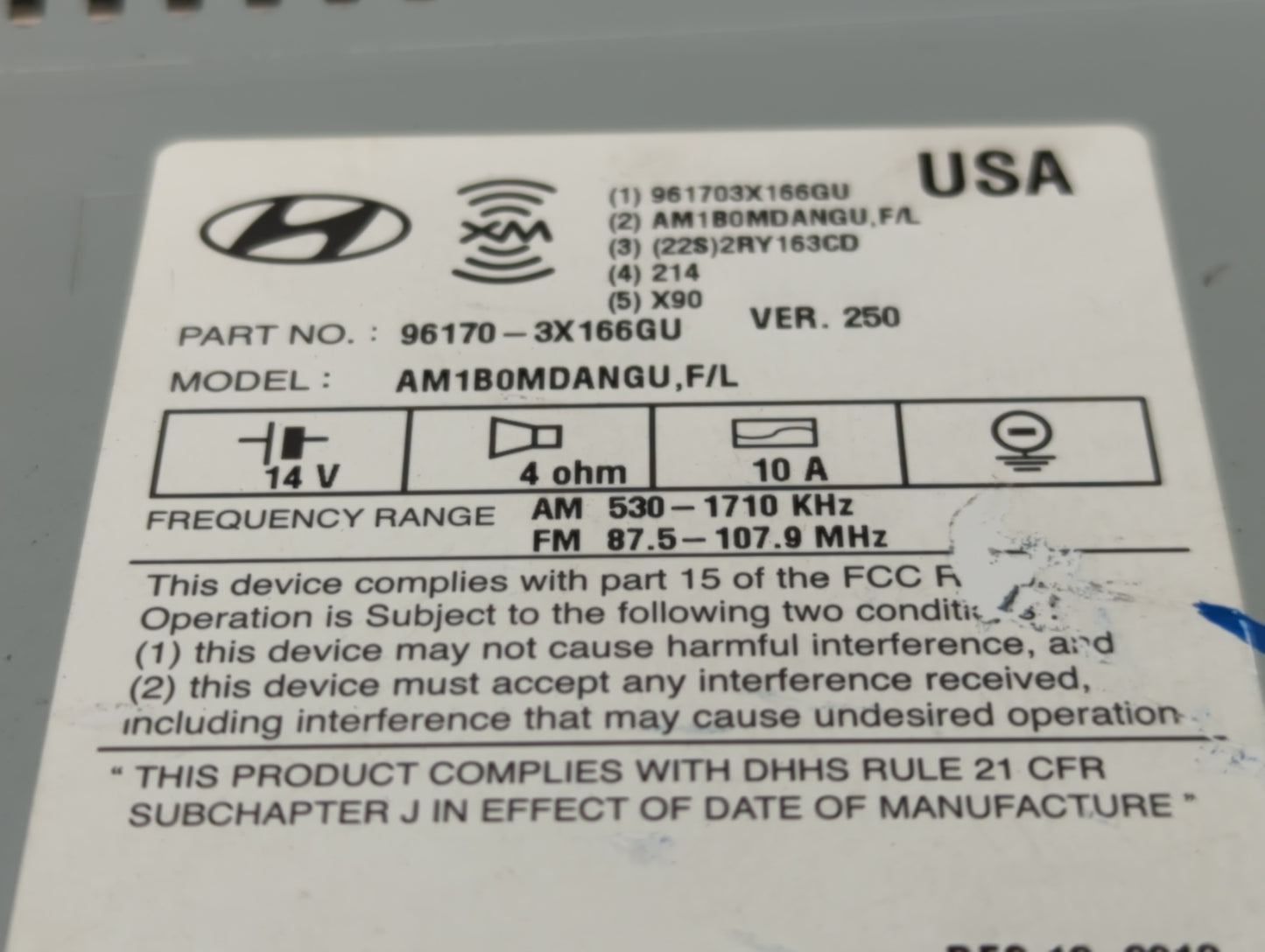 2014-2015 Hyundai Elantra Radio AM FM Cd Player Receiver Replacement P/N:96170-3X166GU Fits Fits 2014 2015 OEM Used Auto Par