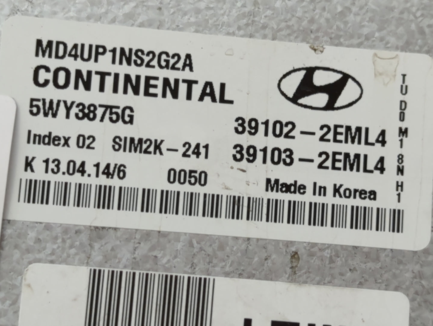 2014-2016 Hyundai Elantra PCM Engine Control Computer ECU ECM PCU OEM P/N:39103-2EML4 39102-2EML4 Fits Fits 2014 2015 2016 O