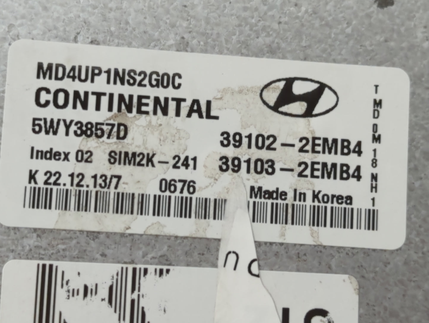 2014-2016 Hyundai Elantra PCM Engine Control Computer ECU ECM PCU OEM P/N:39102-2EMB4 Fits Fits 2014 2015 2016 OEM Used Auto