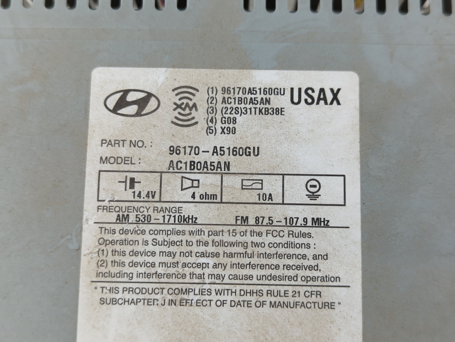 2014-2015 Hyundai Elantra Radio AM FM Cd Player Receiver Replacement P/N:96170-A5160GU Fits Fits 2014 2015 OEM Used Auto Par