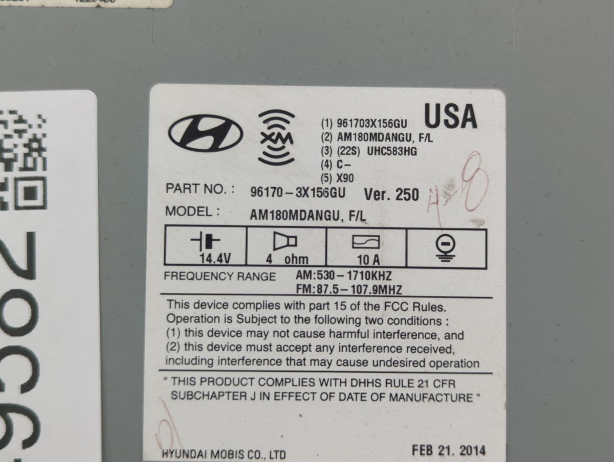 2014-2016 Hyundai Elantra Am Fm Cd Player Radio Receiver 549582 - Oemusedautoparts1.com