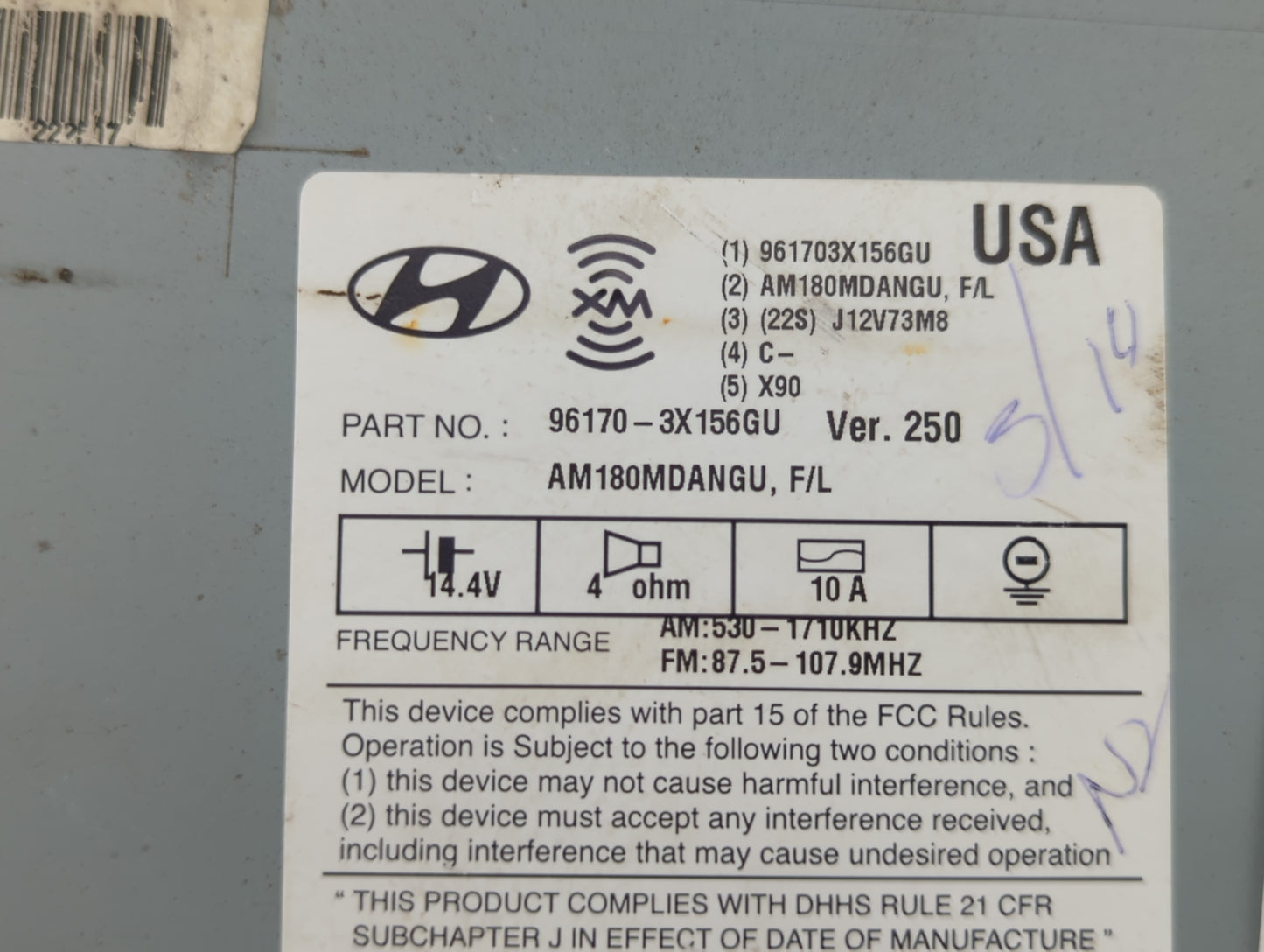 2014-2016 Hyundai Elantra Am Fm Cd Player Radio Receiver - Oemusedautoparts1.com