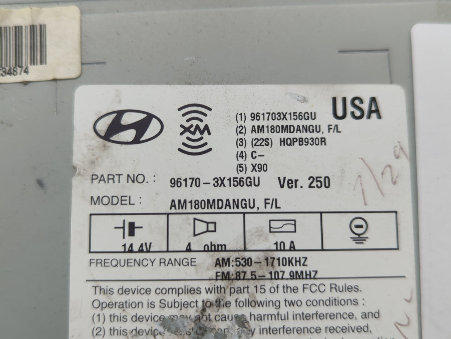 2014-2016 Hyundai Elantra Am Fm Cd Player Radio Receiver - Oemusedautoparts1.com