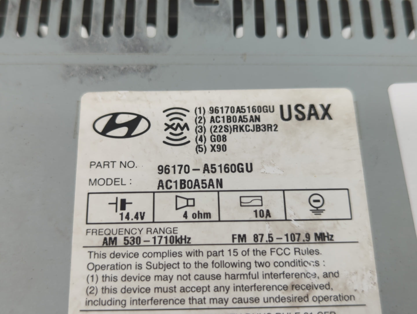 2013-2015 Hyundai Elantra Radio AM FM Cd Player Receiver Replacement P/N:96170-A5160GU Fits Fits 2013 2014 2015 OEM Used Aut