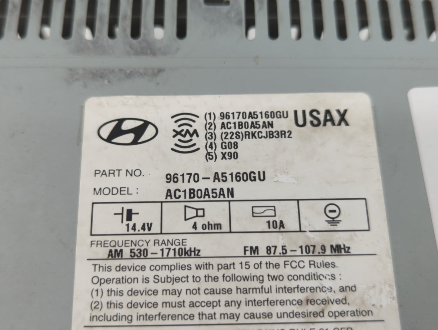2013-2015 Hyundai Elantra Radio AM FM Cd Player Receiver Replacement P/N:96170-A5160GU Fits Fits 2013 2014 2015 OEM Used Aut