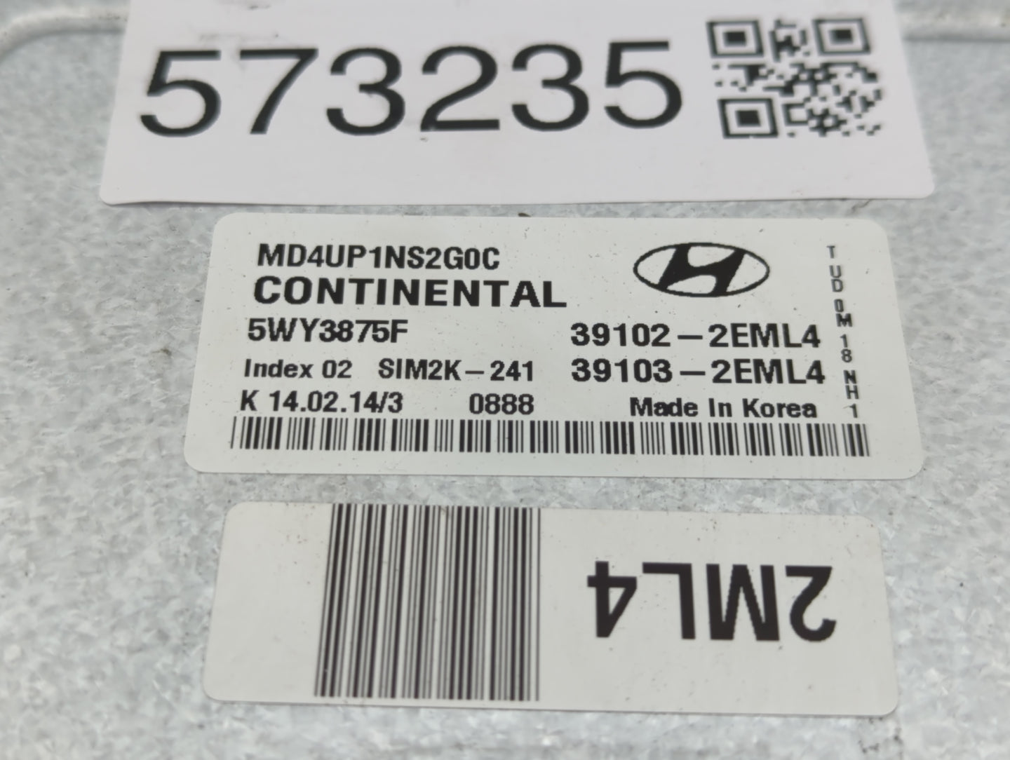 2014-2016 Hyundai Elantra PCM Engine Control Computer ECU ECM PCU OEM P/N:39102-2EML4 39103-2EML6 Fits Fits 2014 2015 2016 O