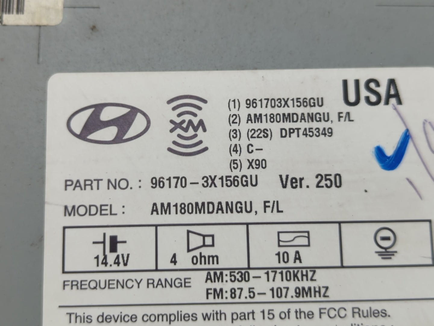 2014-2016 Hyundai Elantra Radio AM FM Cd Player Receiver Replacement P/N:96170-3X156GU Fits Fits 2014 2015 2016 OEM Used Aut