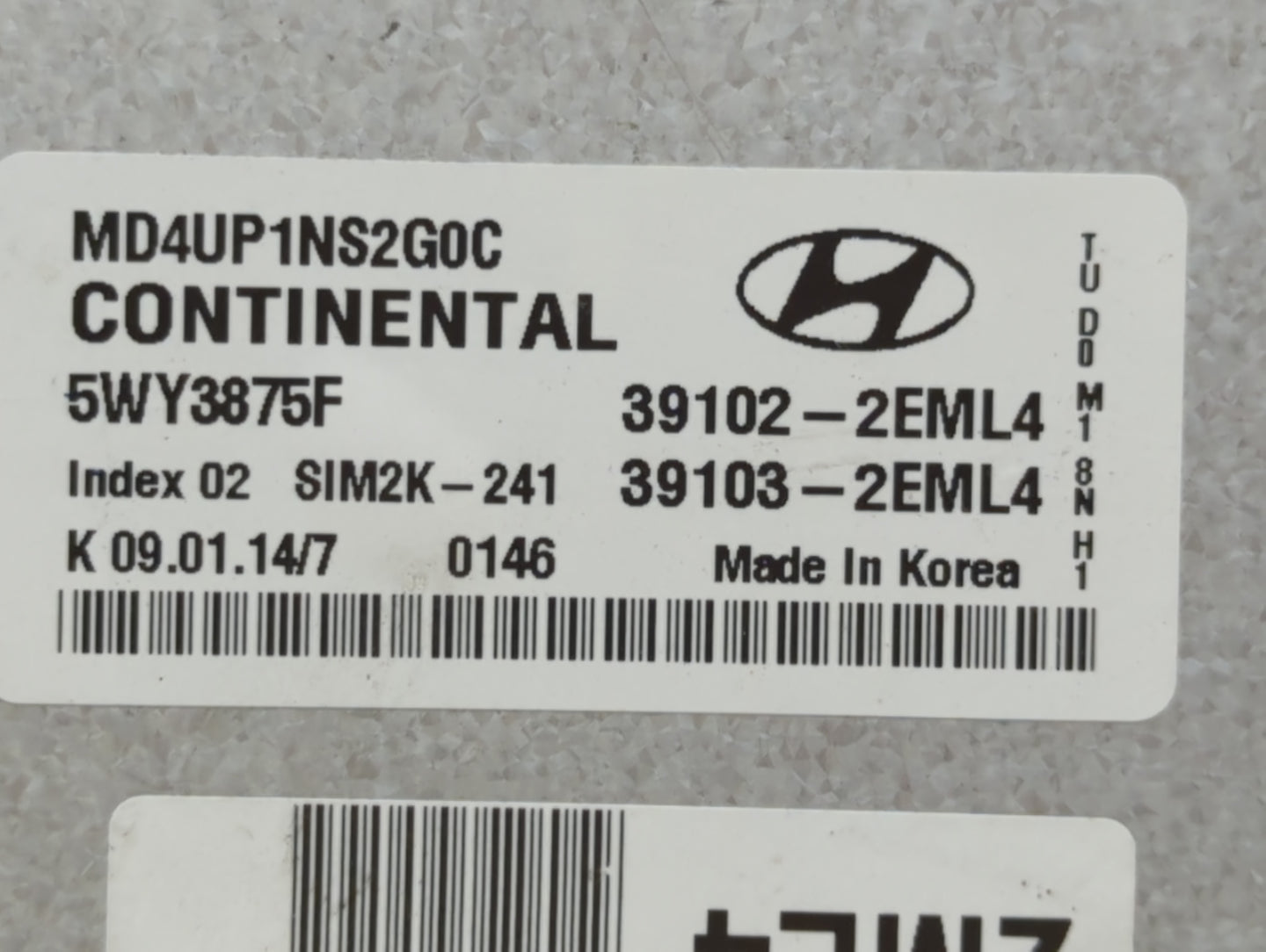 2014-2016 Hyundai Elantra PCM Engine Control Computer ECU ECM PCU OEM P/N:39103-2EML4 39102-2EML4 Fits Fits 2014 2015 2016 O