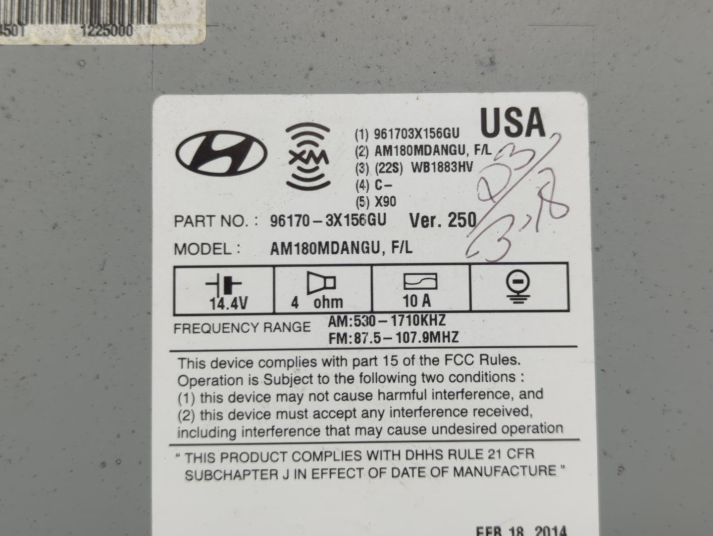 2014-2016 Hyundai Elantra Am Fm Cd Player Radio Receiver - Oemusedautoparts1.com