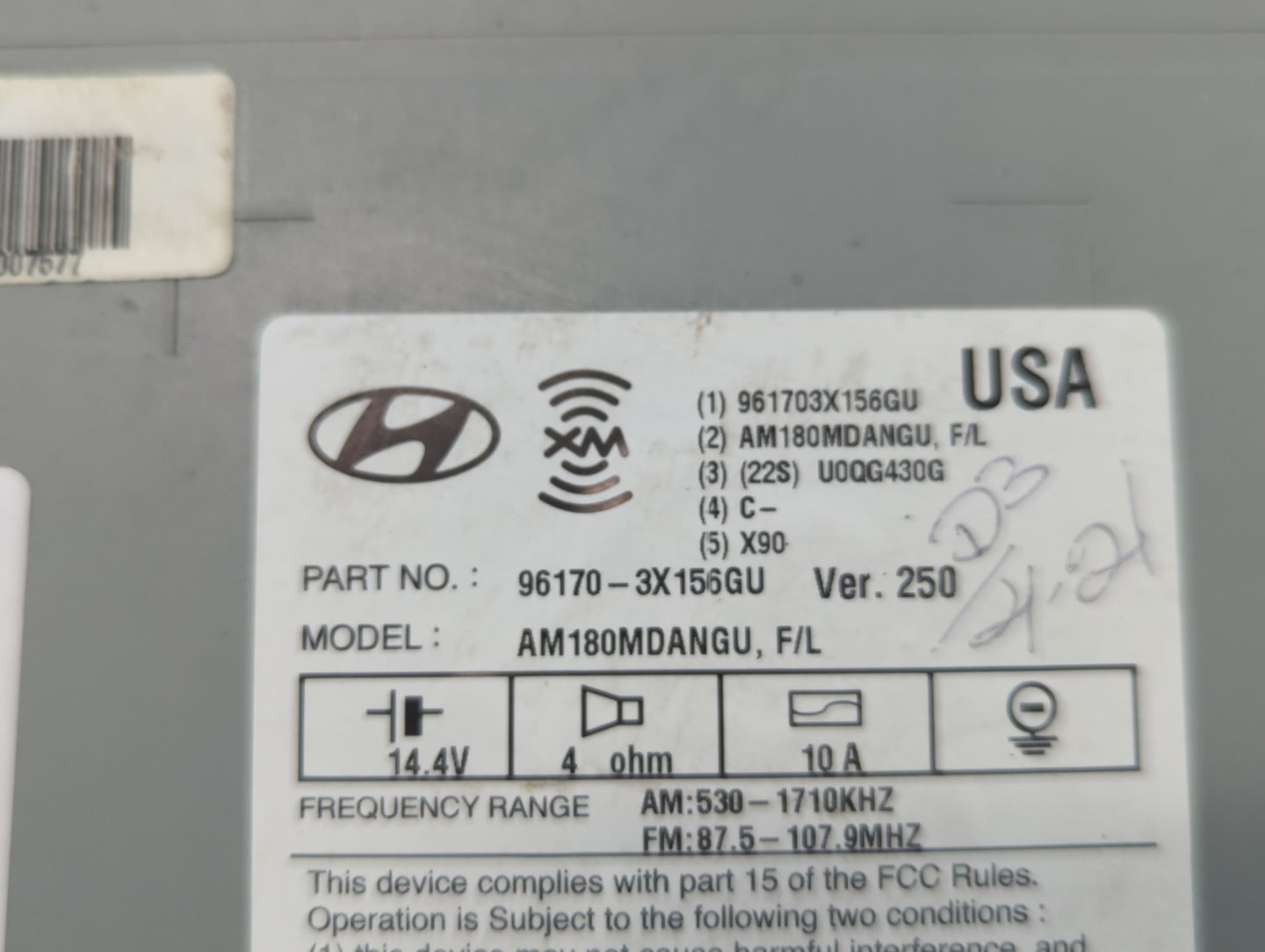 2014-2016 Hyundai Elantra Radio AM FM Cd Player Receiver Replacement P/N:96170-3X156GU Fits Fits 2014 2015 2016 OEM Used Aut