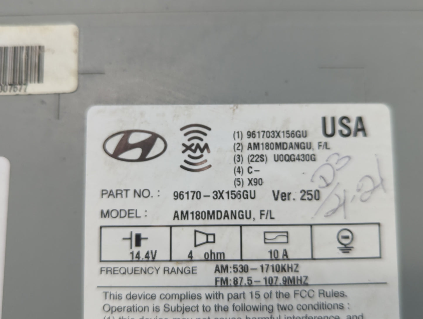 2014-2016 Hyundai Elantra Radio AM FM Cd Player Receiver Replacement P/N:96170-3X156GU Fits Fits 2014 2015 2016 OEM Used Aut