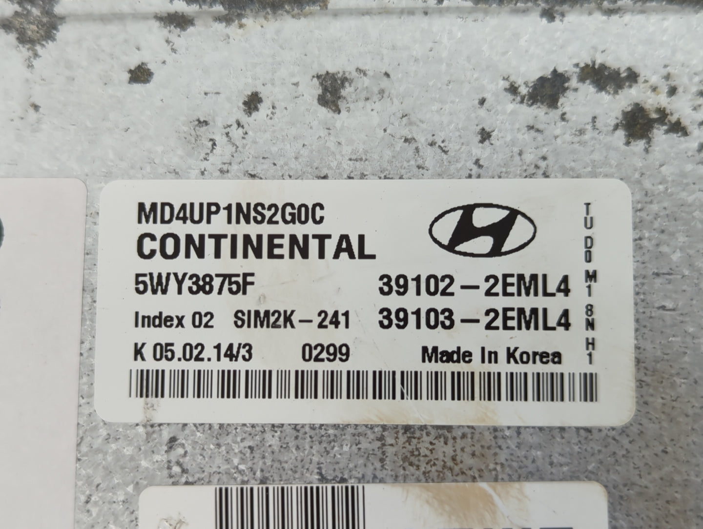 2014-2016 Hyundai Elantra PCM Engine Control Computer ECU ECM PCU OEM P/N:39103-2EML4 39102-2EML4 Fits Fits 2014 2015 2016 O