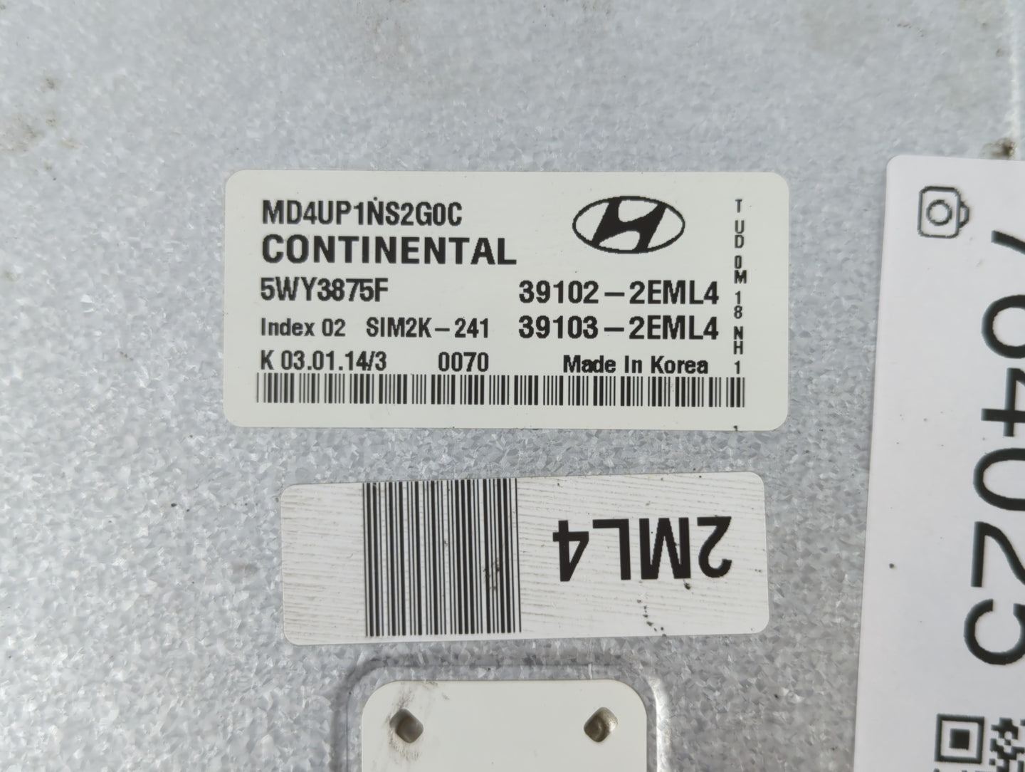 2014-2016 Hyundai Elantra PCM Engine Control Computer ECU ECM PCU OEM P/N:39103-2EML4 39102-2EML4 Fits Fits 2014 2015 2016 O