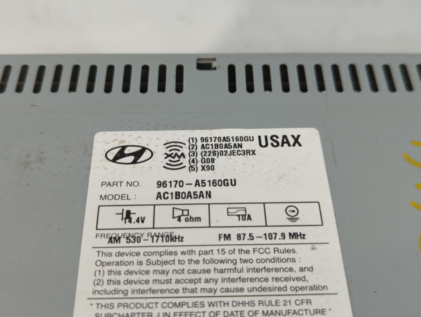 2014-2015 Hyundai Elantra Radio AM FM Cd Player Receiver Replacement P/N:96170-A5160GU Fits Fits 2014 2015 OEM Used Auto Par