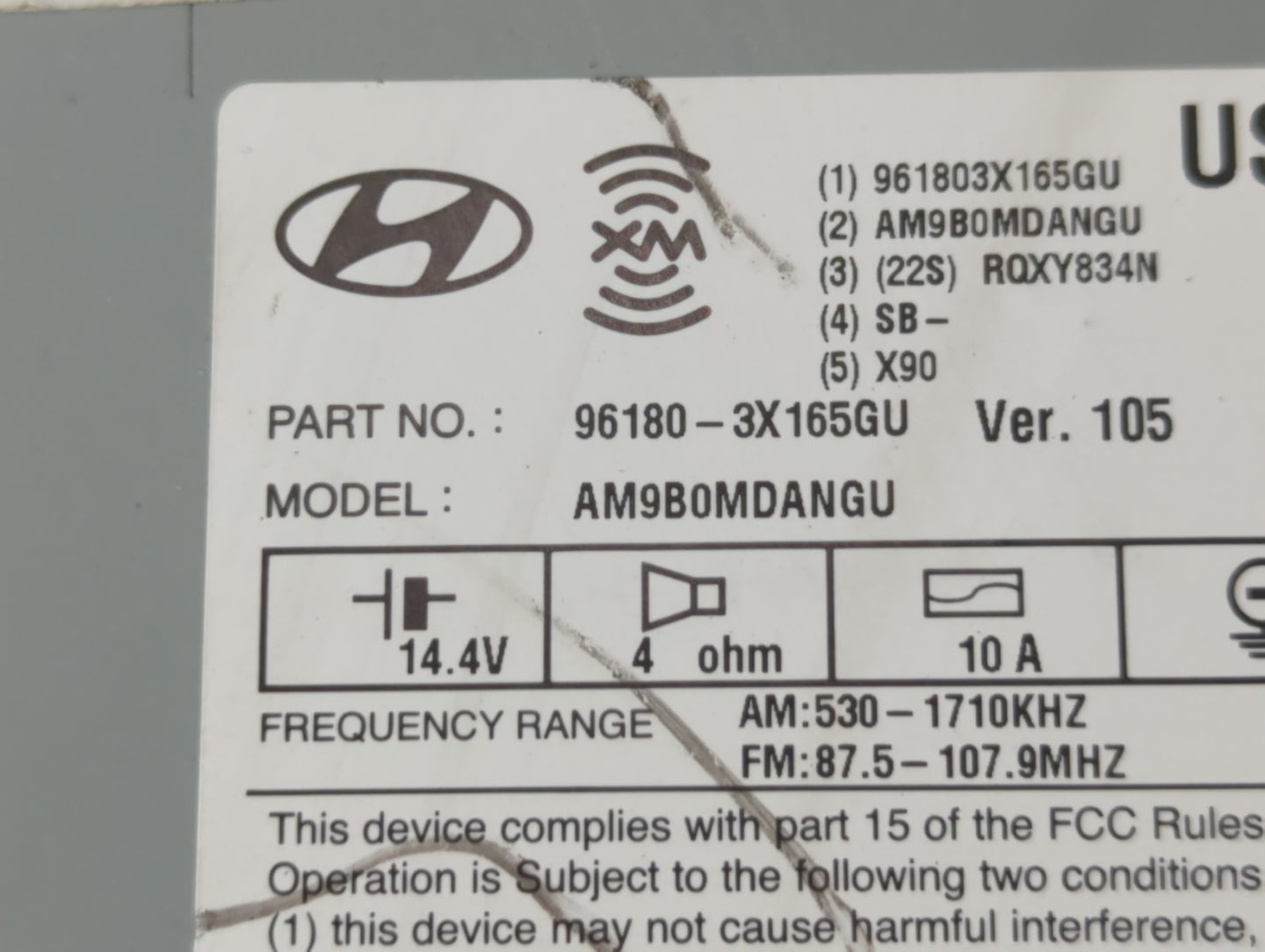 2014-2016 Hyundai Elantra Radio AM FM Cd Player Receiver Replacement P/N:96180-3X165GU Fits Fits 2014 2015 2016 OEM Used Aut