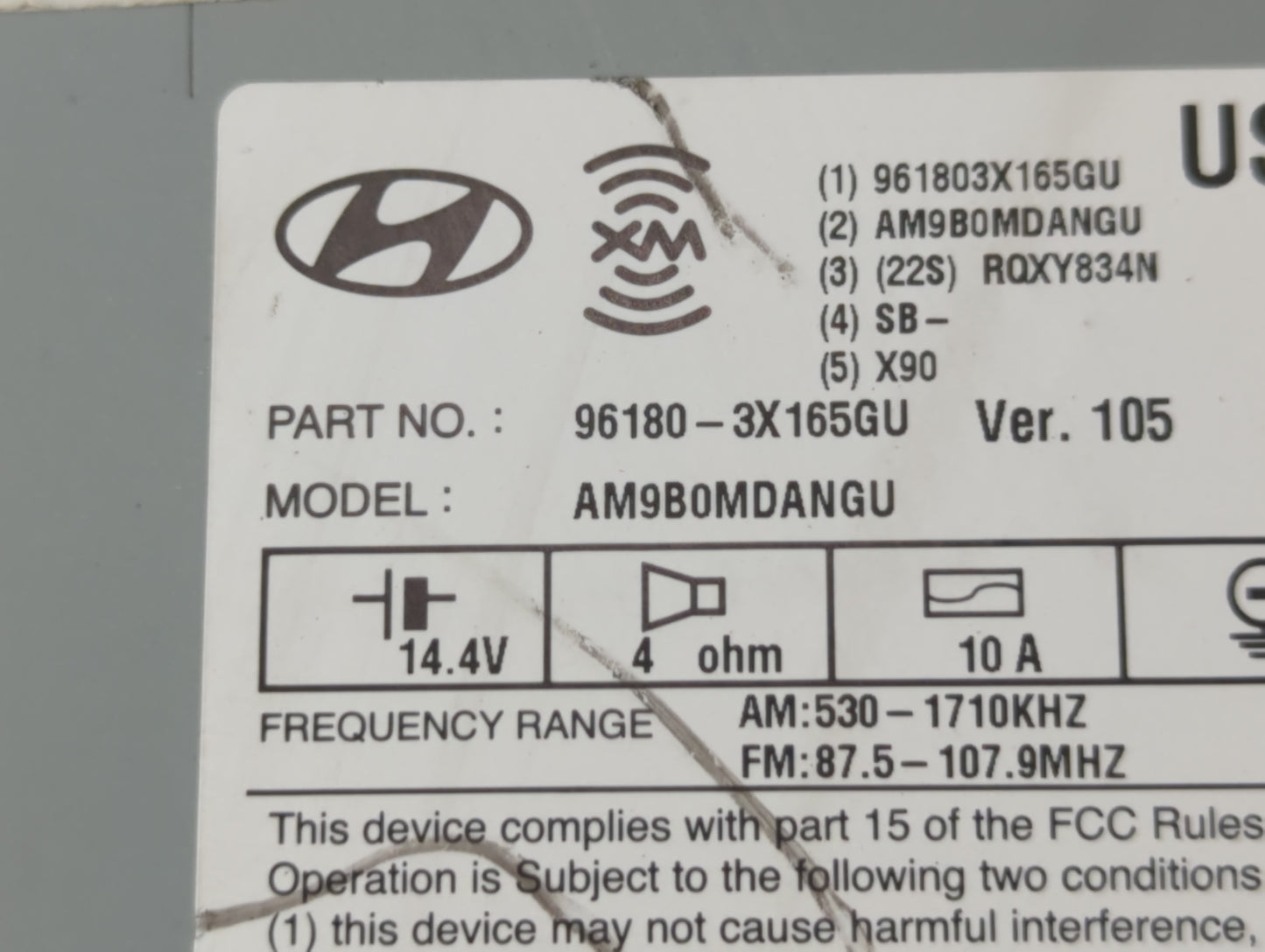 2014-2016 Hyundai Elantra Radio AM FM Cd Player Receiver Replacement P/N:96180-3X165GU Fits Fits 2014 2015 2016 OEM Used Aut