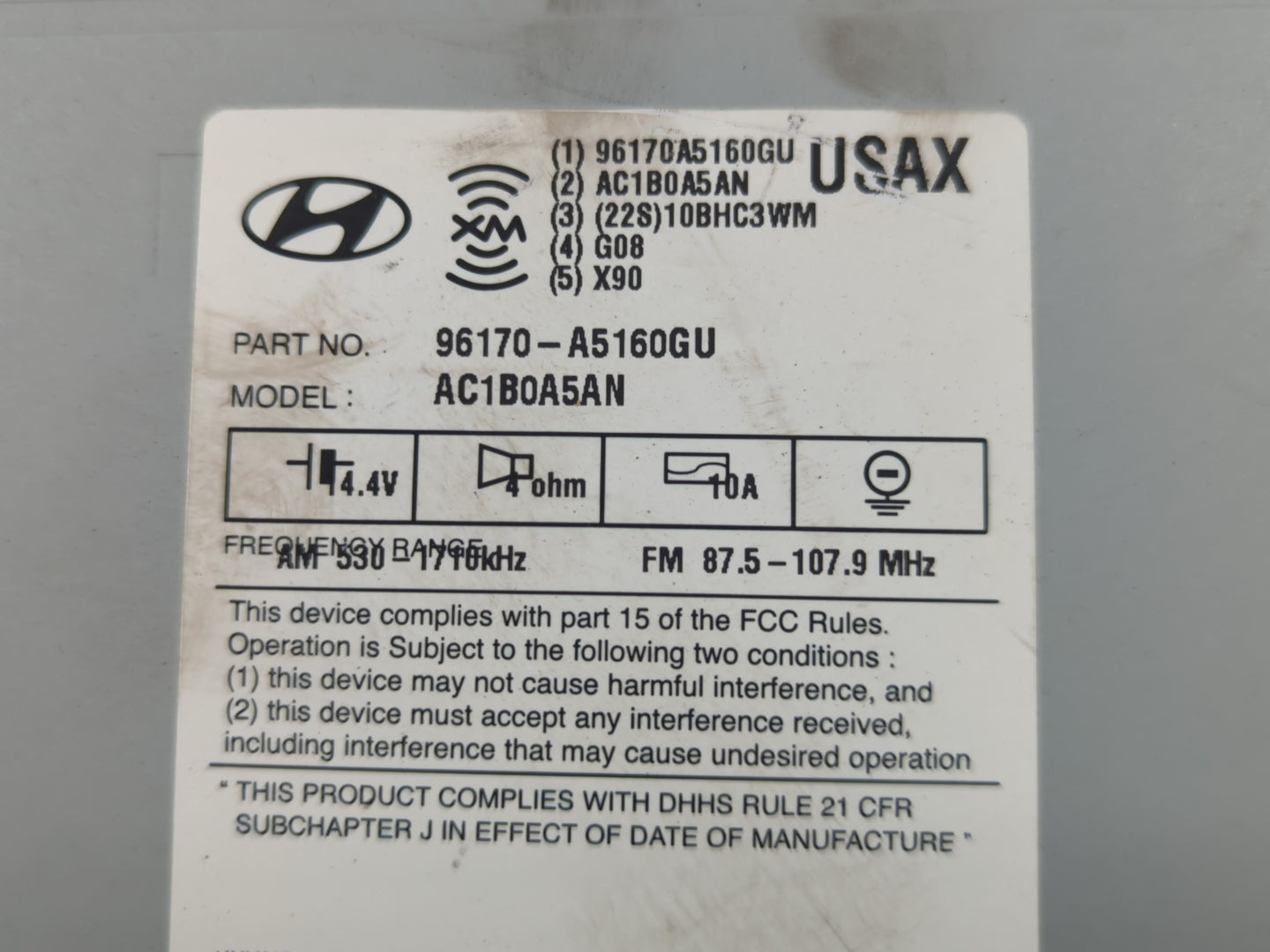 2014-2015 Hyundai Elantra Radio AM FM Cd Player Receiver Replacement P/N:96170-A5160GU Fits Fits 2014 2015 OEM Used Auto Par