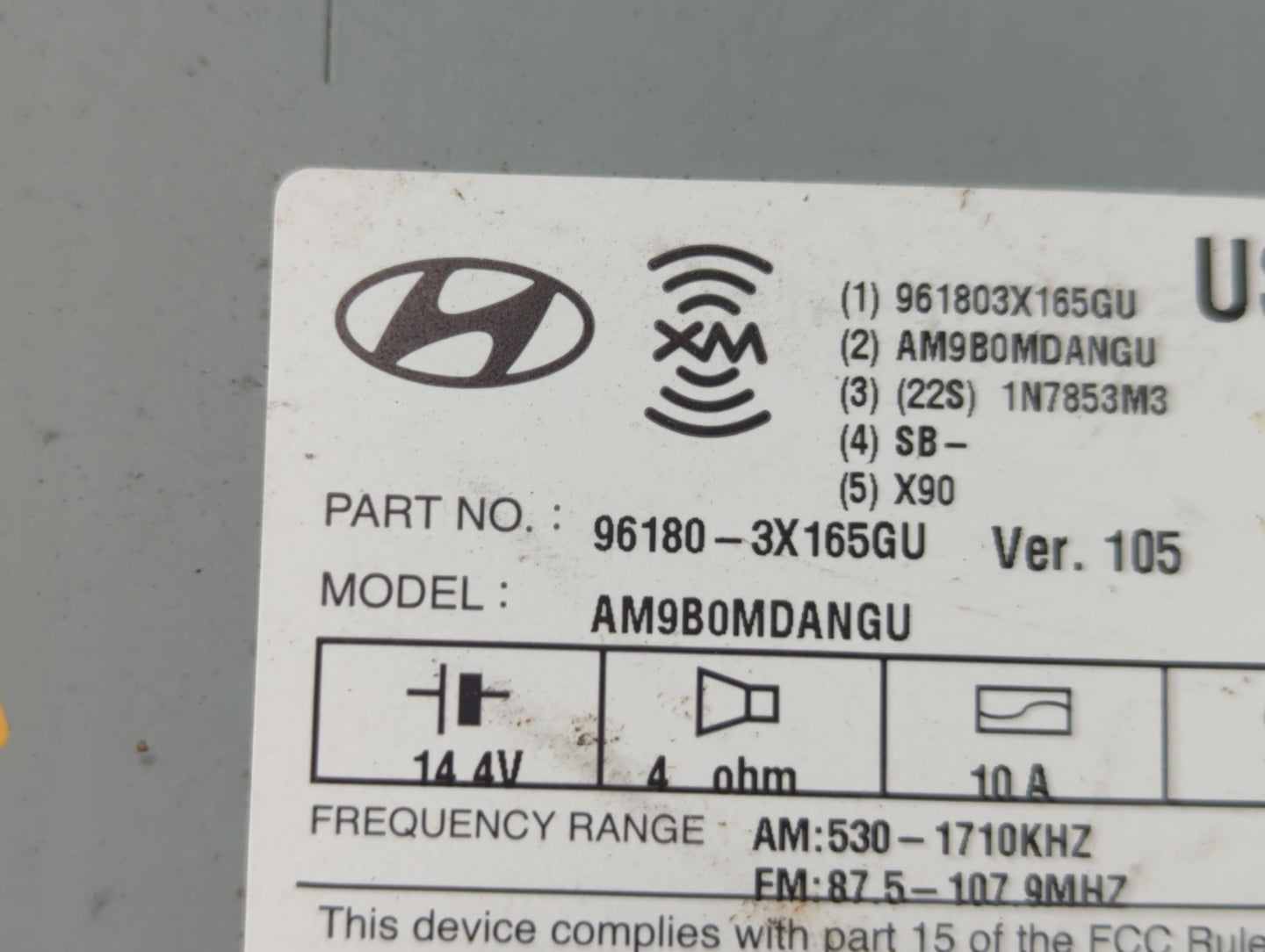 2014-2016 Hyundai Elantra Radio AM FM Cd Player Receiver Replacement P/N:96180-3X165GU Fits Fits 2014 2015 2016 OEM Used Aut