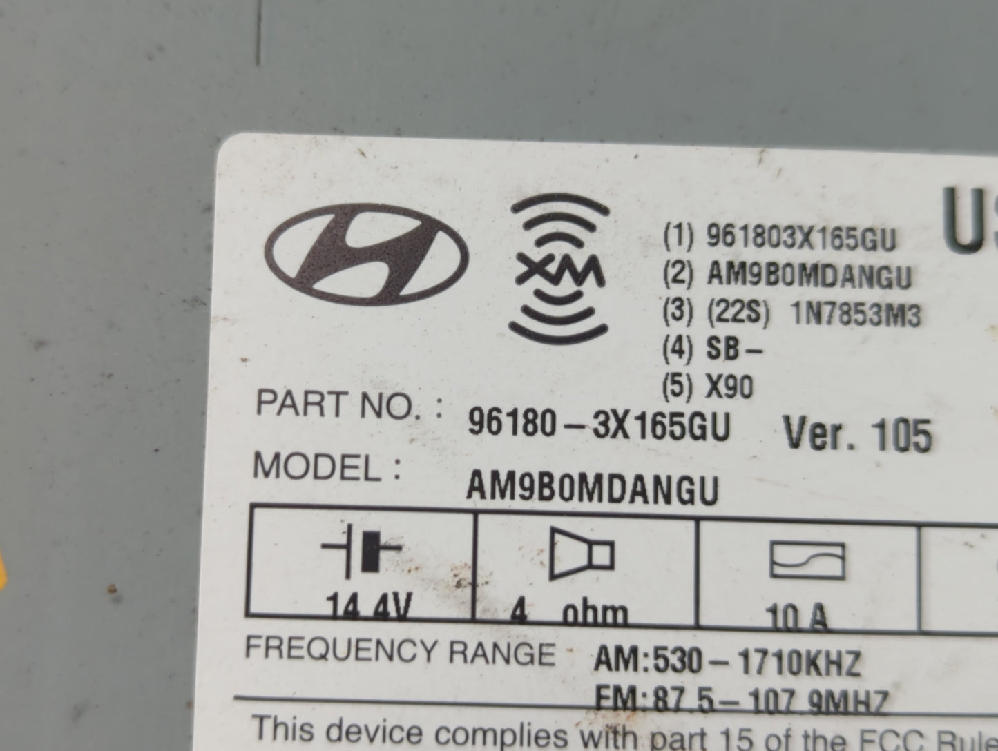 2014-2016 Hyundai Elantra Radio AM FM Cd Player Receiver Replacement P/N:96180-3X165GU Fits Fits 2014 2015 2016 OEM Used Aut