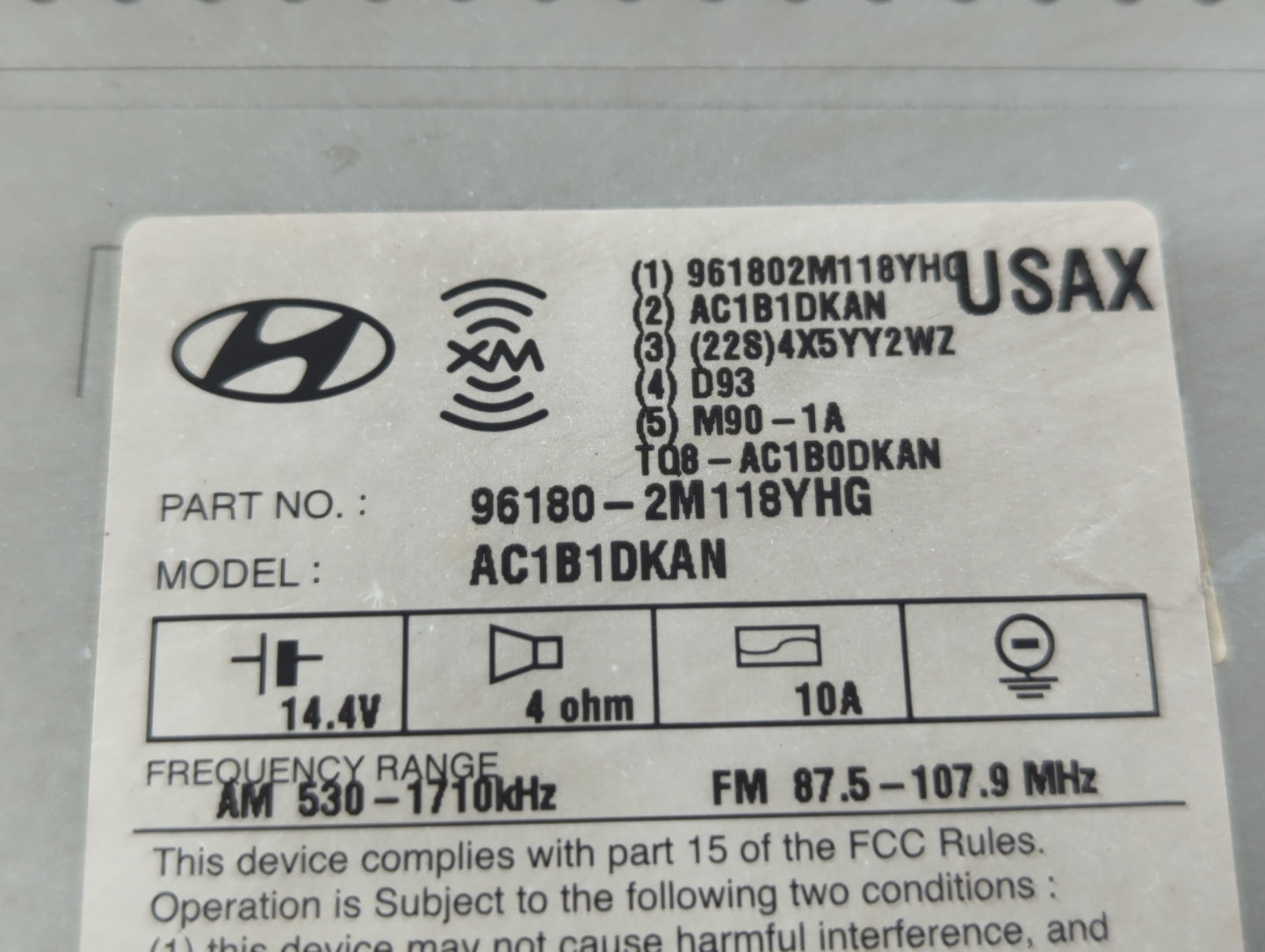 2014-2015 Hyundai Genesis Radio AM FM Cd Player Receiver Replacement P/N:96180-2M118YGH 96180-2M118YHG Fits Fits 2014 2015 O