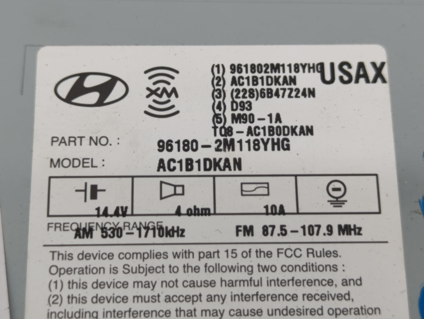 2014-2015 Hyundai Genesis Radio AM FM Cd Player Receiver Replacement P/N:96180-2M118YHG Fits Fits 2014 2015 OEM Used Auto Pa