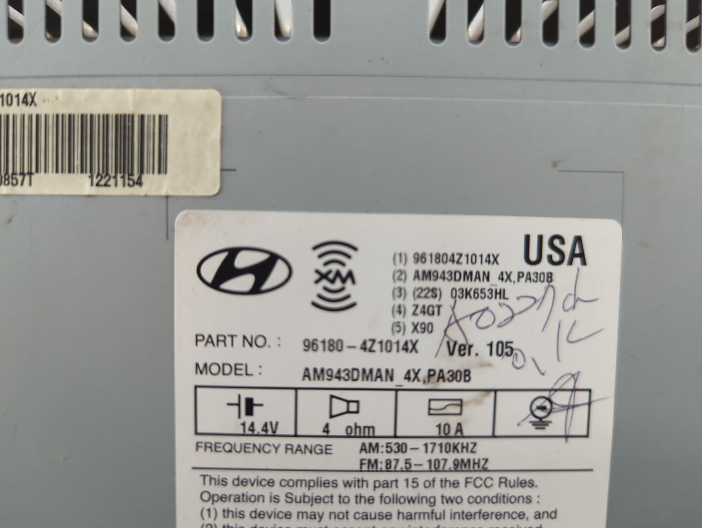 2013-2016 Hyundai Santa Fe Am Fm Cd Player Radio Receiver - Oemusedautoparts1.com