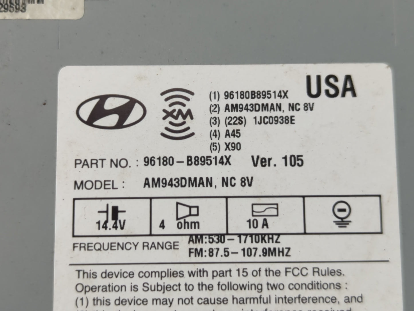 2013-2016 Hyundai Santa Fe Radio AM FM Cd Player Receiver Replacement P/N:96180-B89514X Fits Fits 2013 2014 2015 2016 OEM Us