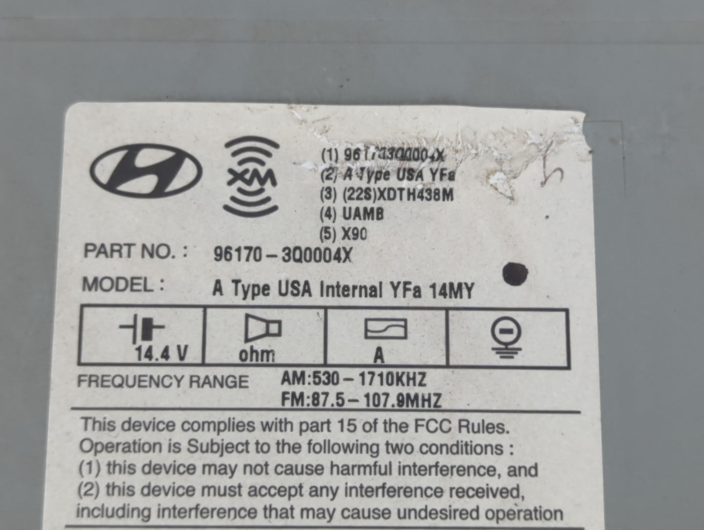 2011-2015 Hyundai Sonata Radio AM FM Cd Player Receiver Replacement P/N:96170-3Q0004X Fits Fits 2011 2012 2013 2014 2015 OEM