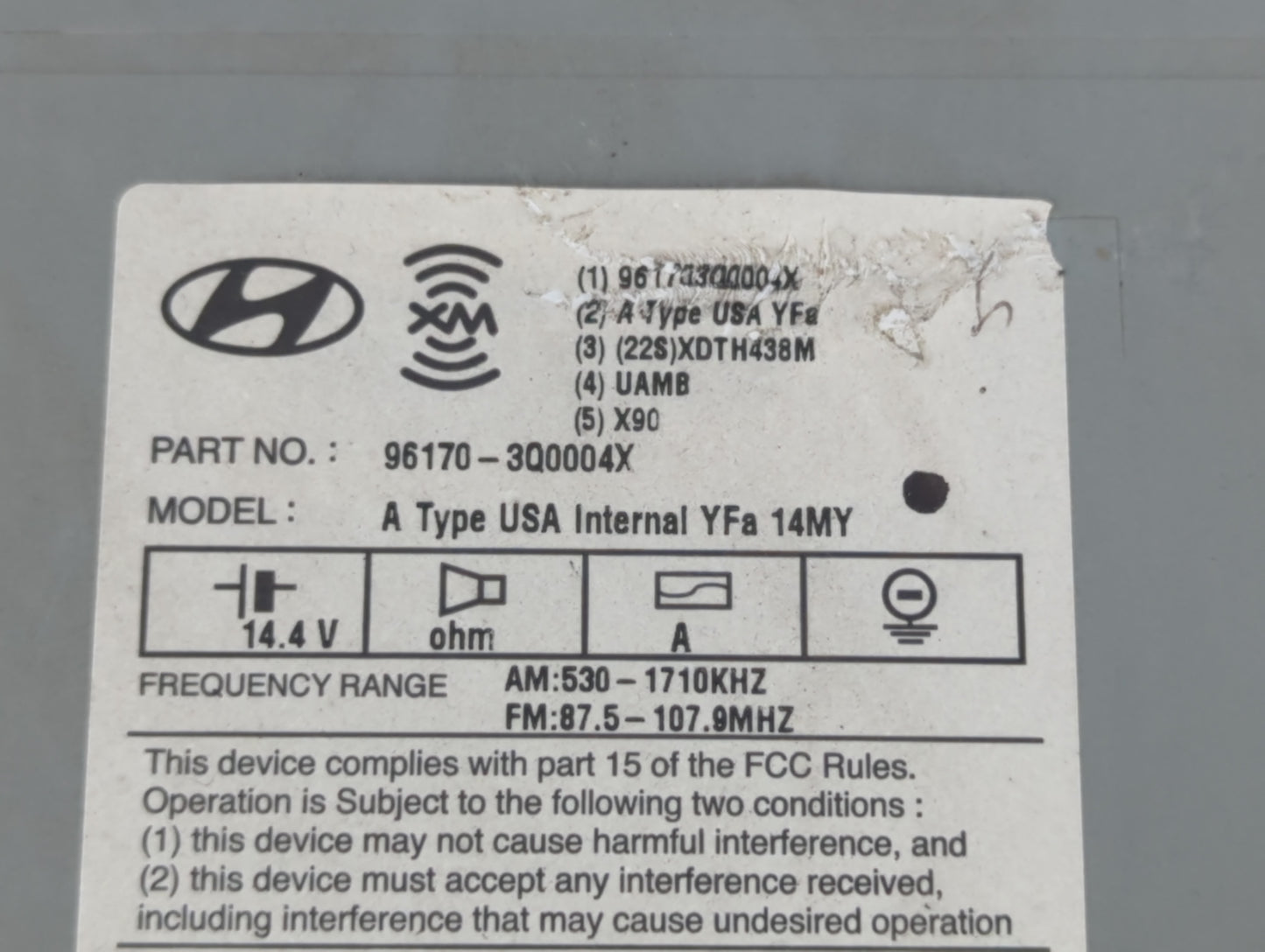 2011-2015 Hyundai Sonata Radio AM FM Cd Player Receiver Replacement P/N:96170-3Q0004X Fits Fits 2011 2012 2013 2014 2015 OEM
