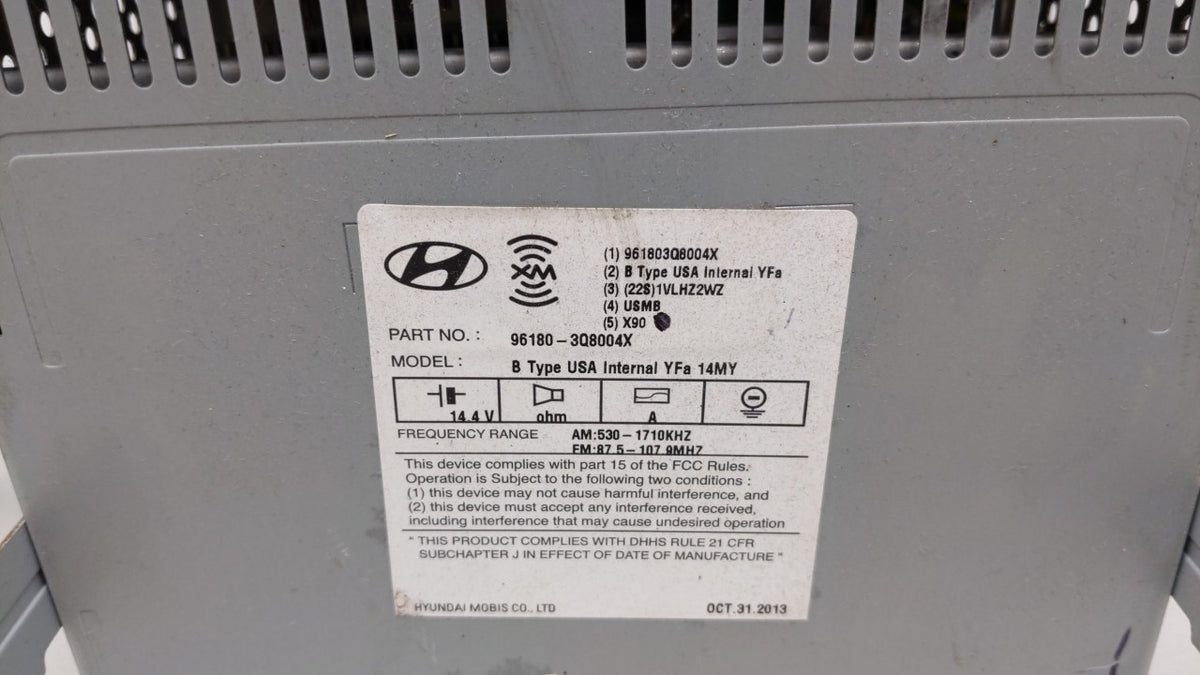 2014-2015 Hyundai Sonata Radio AM FM Cd Player Receiver Replacement P/N:96180-3Q8004X 96180-3Q8004X Fits 2014 2015 OEM Used 