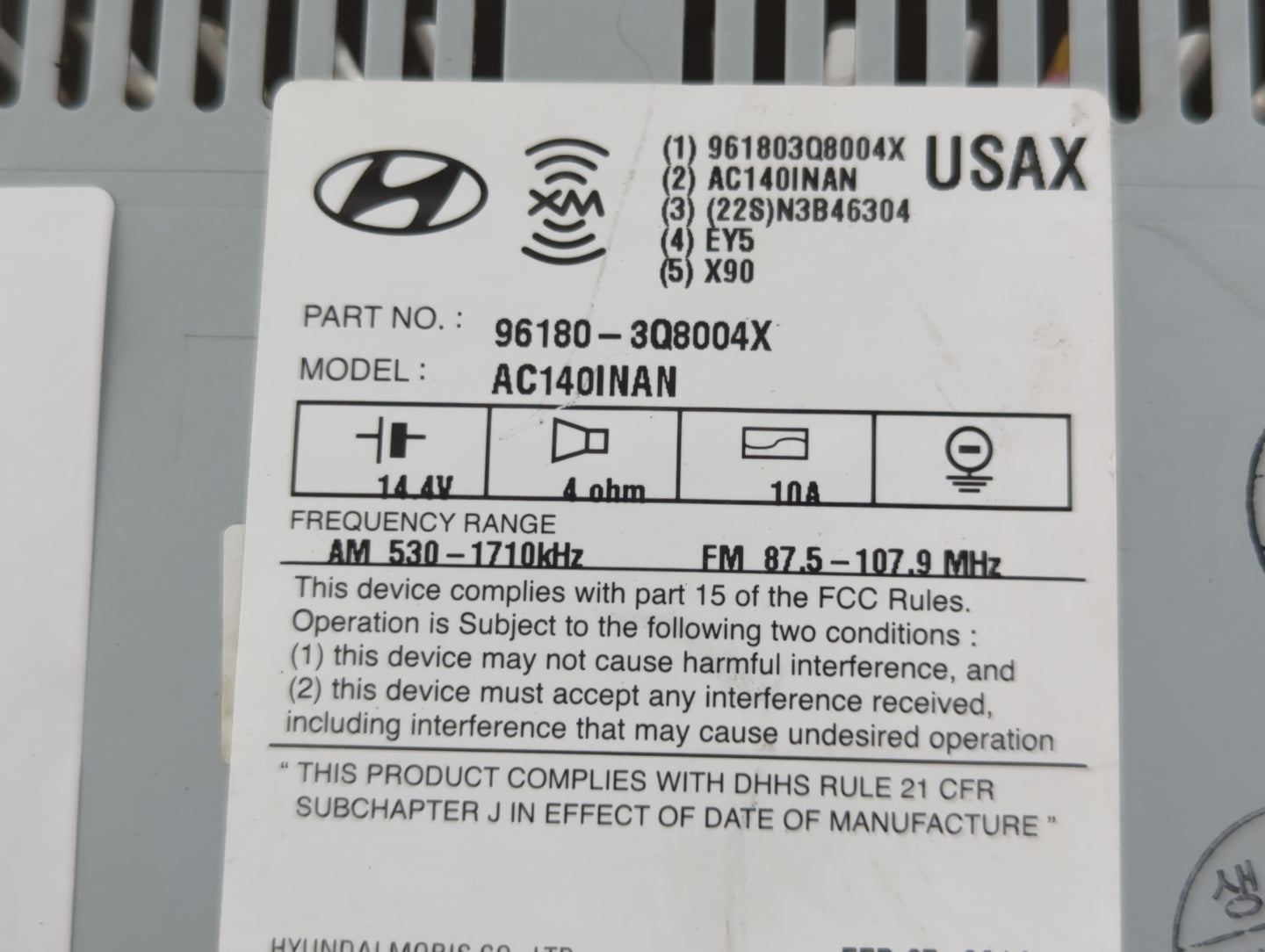 2011-2015 Hyundai Sonata Radio AM FM Cd Player Receiver Replacement P/N:96180-3Q8004X Fits Fits 2011 2012 2013 2014 2015 OEM