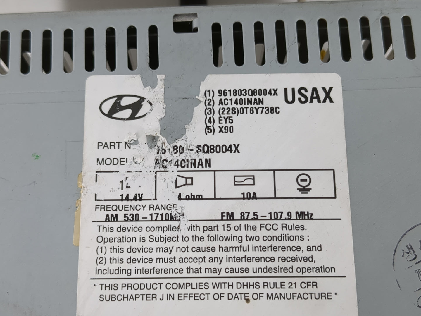2011-2015 Hyundai Sonata Radio AM FM Cd Player Receiver Replacement P/N:961803Q8004X Fits Fits 2011 2012 2013 2014 2015 OEM 