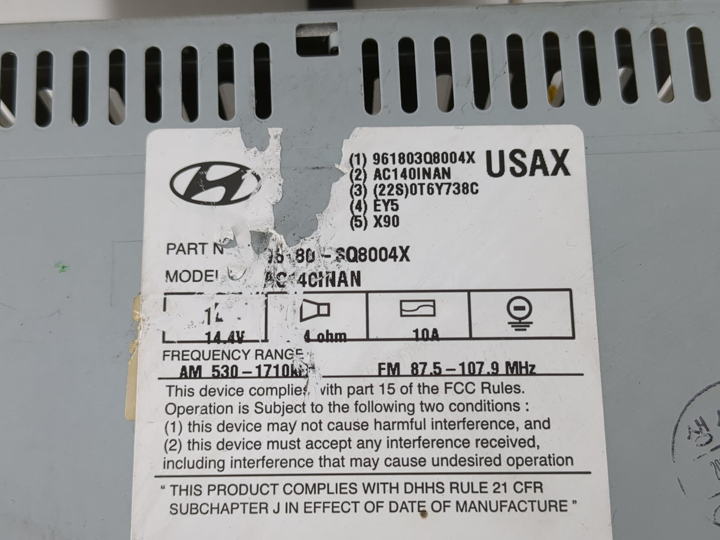2011-2015 Hyundai Sonata Radio AM FM Cd Player Receiver Replacement P/N:961803Q8004X Fits Fits 2011 2012 2013 2014 2015 OEM 