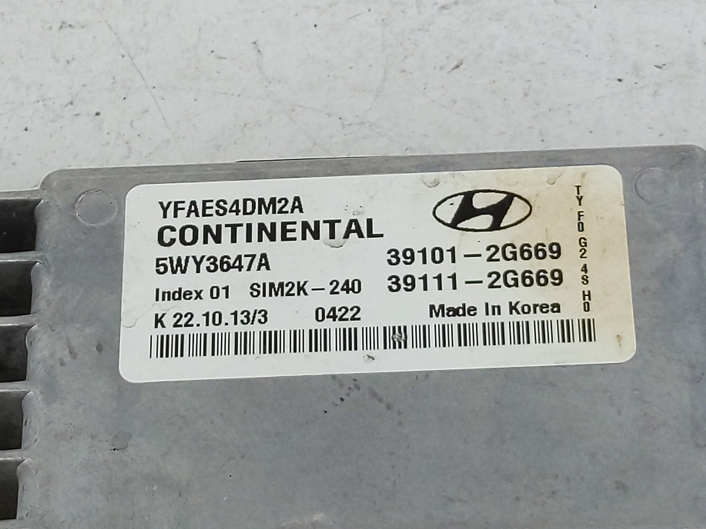 2011-2014 Hyundai Sonata PCM Engine Control Computer ECU ECM PCU OEM P/N:39101-2G669 Fits Fits 2011 2012 2013 2014 OEM Used 