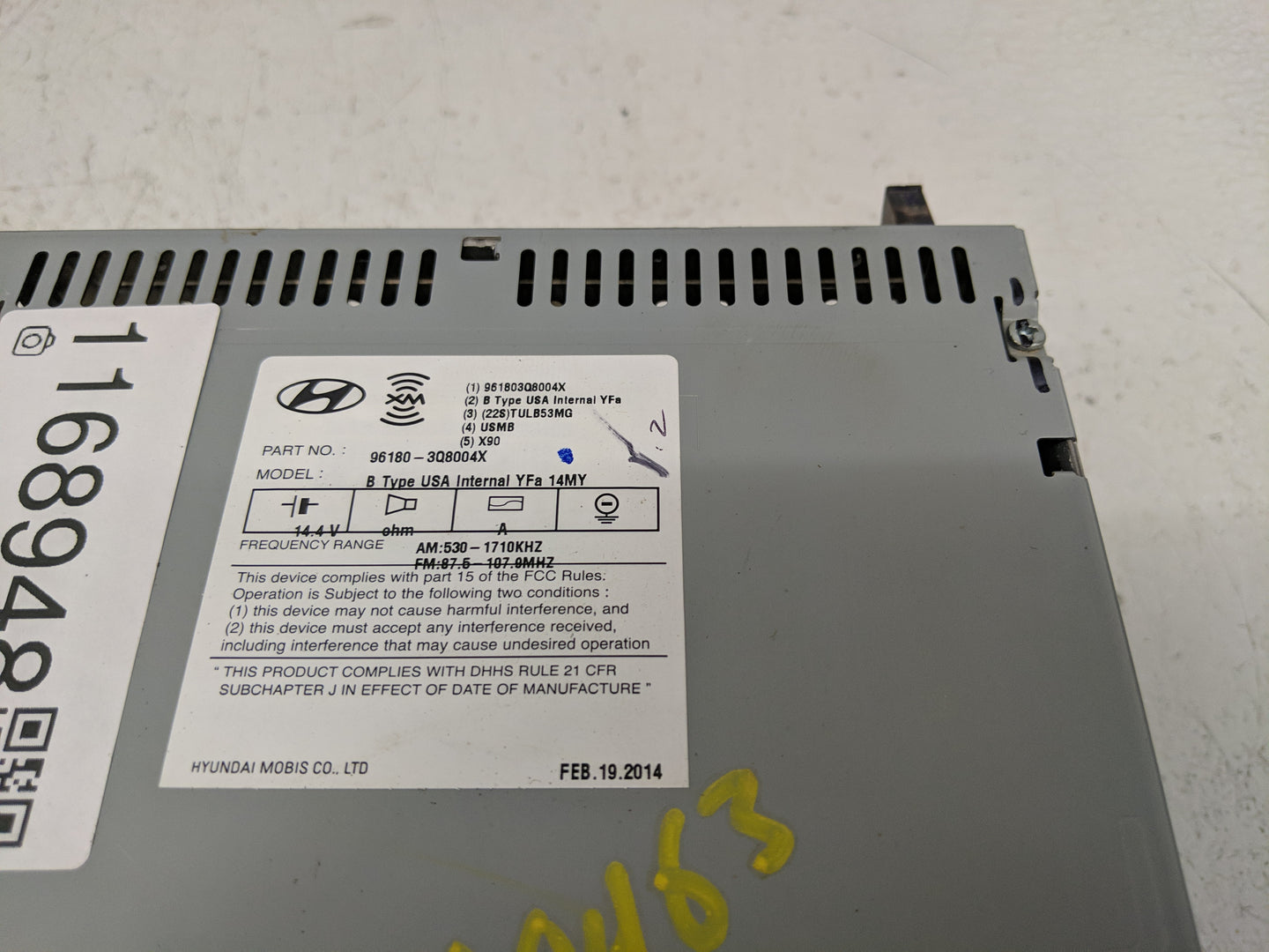 2013-2014 Hyundai Sonata Radio AM FM Cd Player Receiver Replacement P/N:96180-3Q8004X Fits Fits 2013 2014 OEM Used Auto Part