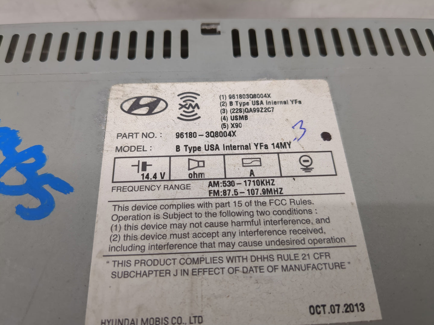 2014-2015 Hyundai Sonata Radio AM FM Cd Player Receiver Replacement P/N:96180-3Q8004X Fits Fits 2014 2015 OEM Used Auto Part