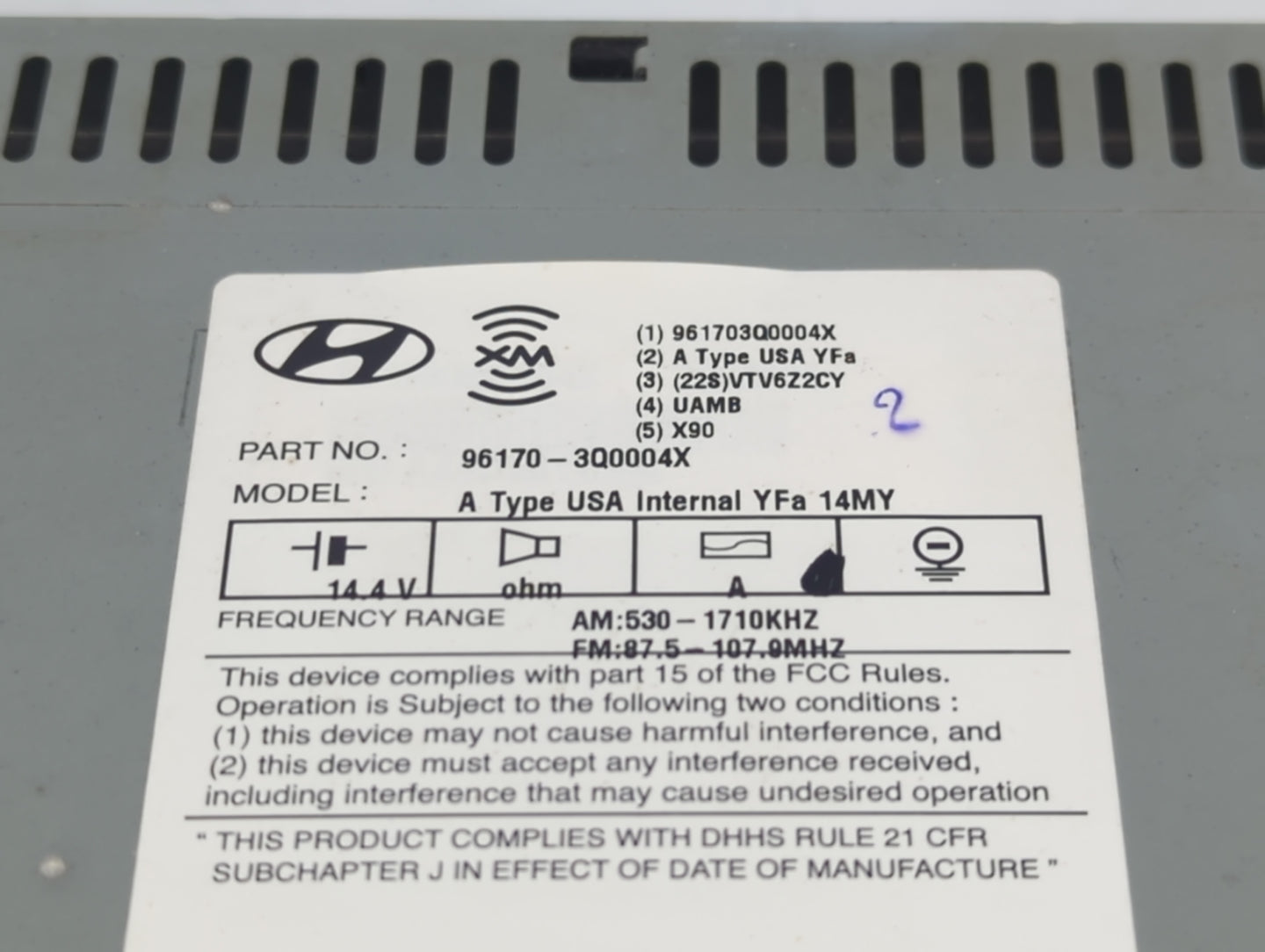 2013-2014 Hyundai Sonata Radio AM FM Cd Player Receiver Replacement P/N:961703Q0004X 96170-3Q0004X Fits Fits 2013 2014 OEM U