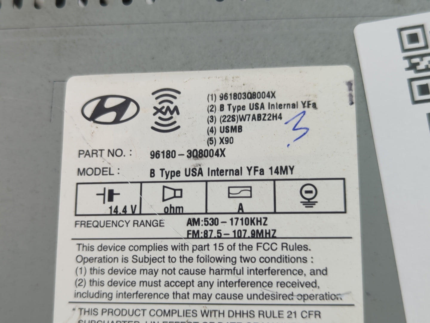 2014 Hyundai Sonata Radio AM FM Cd Player Receiver Replacement P/N:96180-3Q8004X Fits OEM Used Auto Parts - Oemusedautoparts