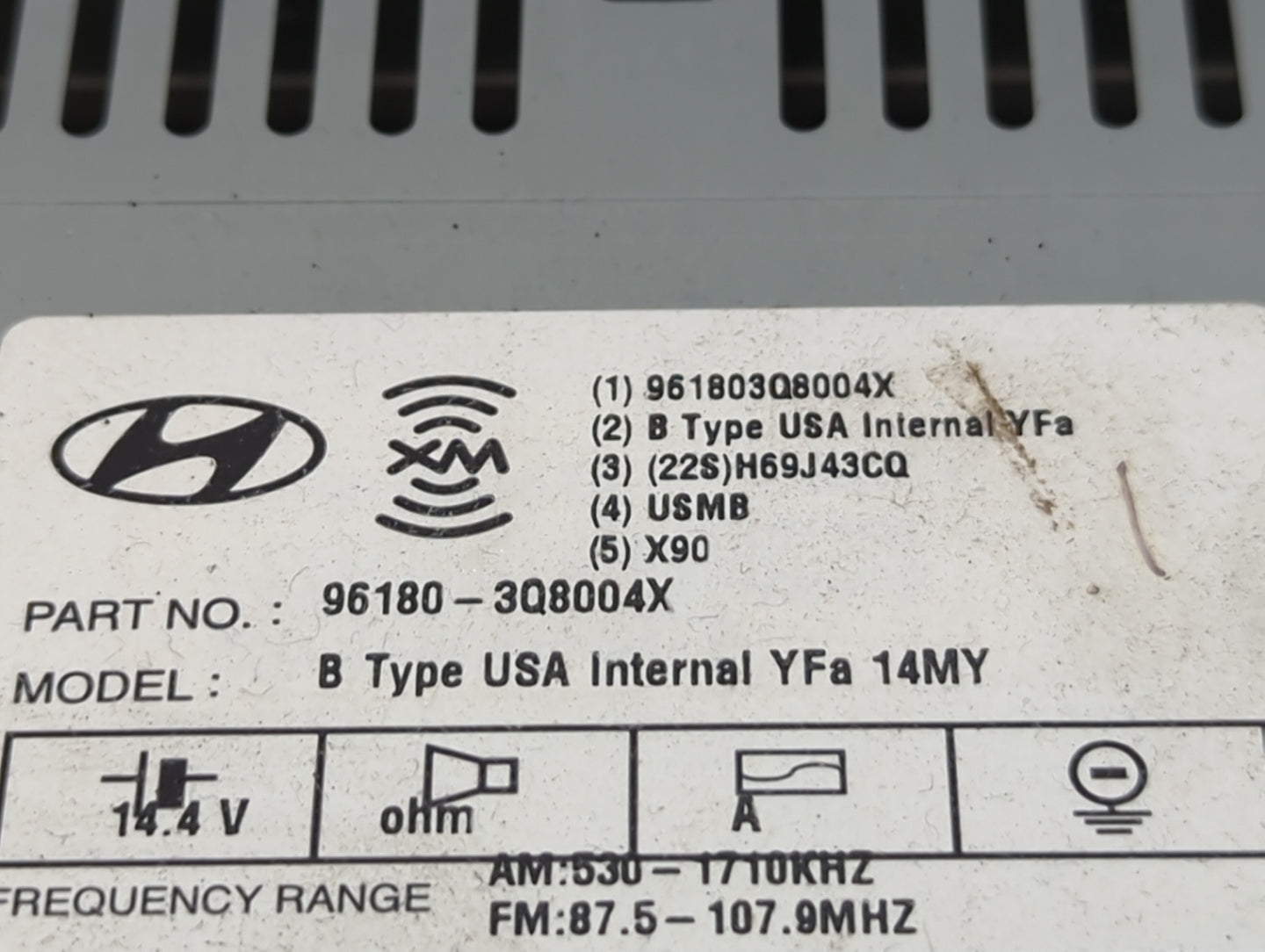 2014-2015 Hyundai Sonata Radio AM FM Cd Player Receiver Replacement P/N:96180-3Q8004X Fits Fits 2014 2015 OEM Used Auto Part
