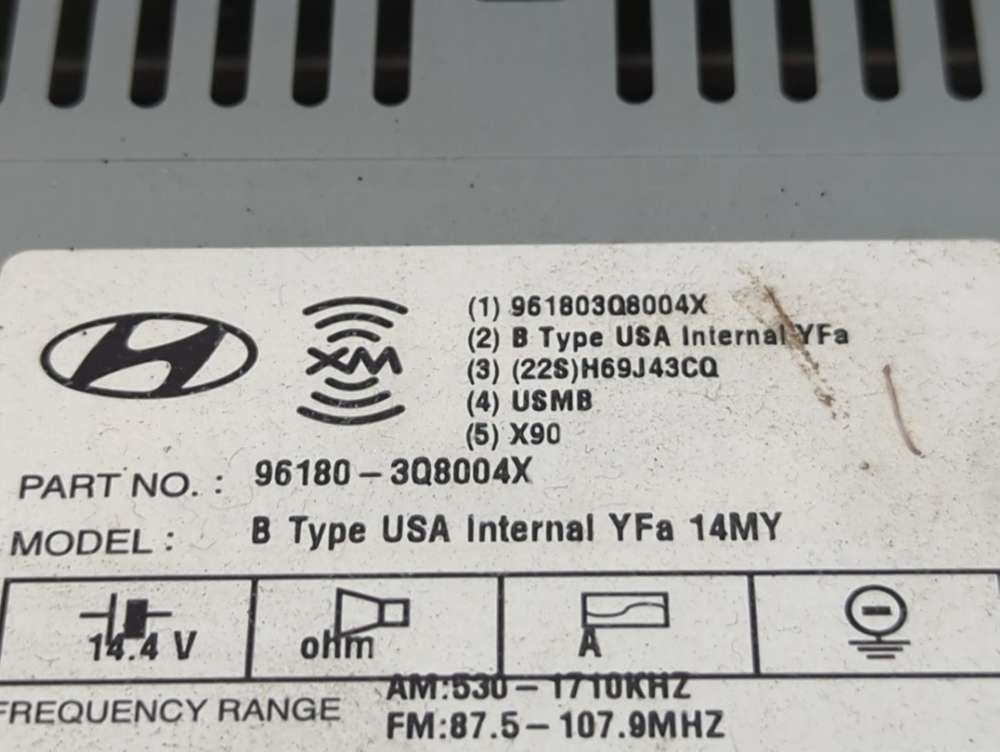 2014-2015 Hyundai Sonata Radio AM FM Cd Player Receiver Replacement P/N:96180-3Q8004X Fits Fits 2014 2015 OEM Used Auto Part