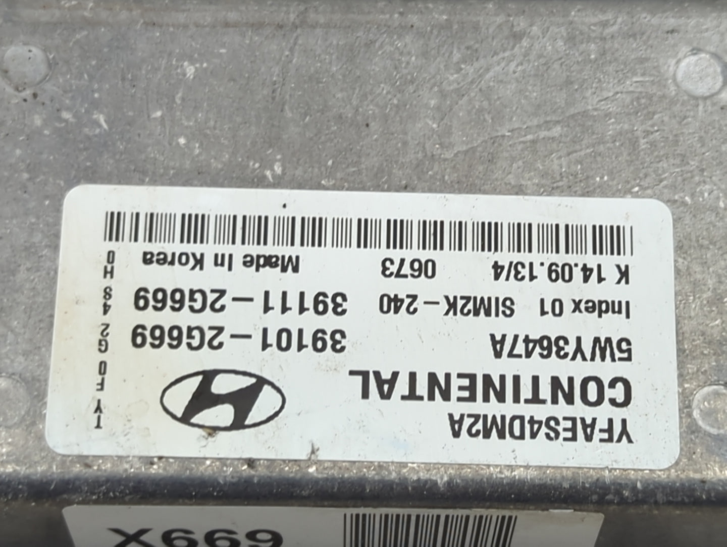 2014 Hyundai Sonata PCM Engine Control Computer ECU ECM PCU OEM P/N:39101-2G669 39111-2G669, 5WY36A7A, SIM2K-240 Fits OEM Us